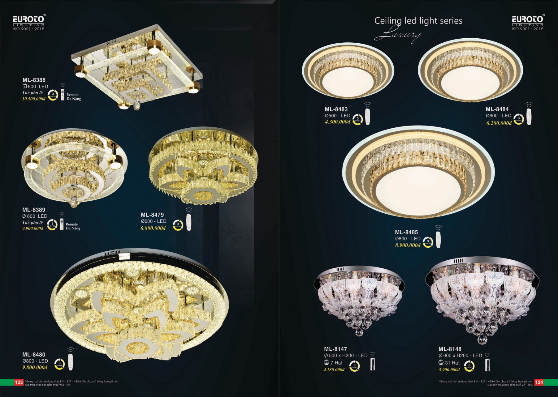 Bảng giá Đèn Trang Trí EUROTO Lighting (Catalogue 2023-2024)