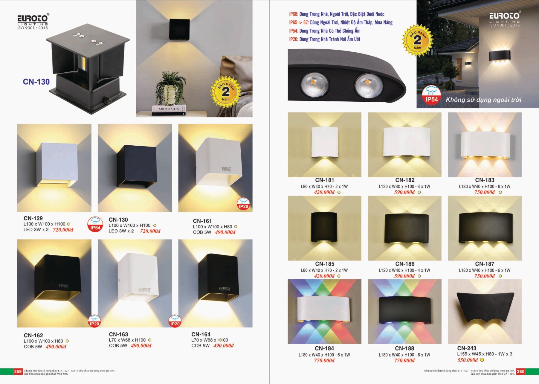 Bảng giá Đèn Trang Trí EUROTO Lighting (Catalogue 2023-2024)