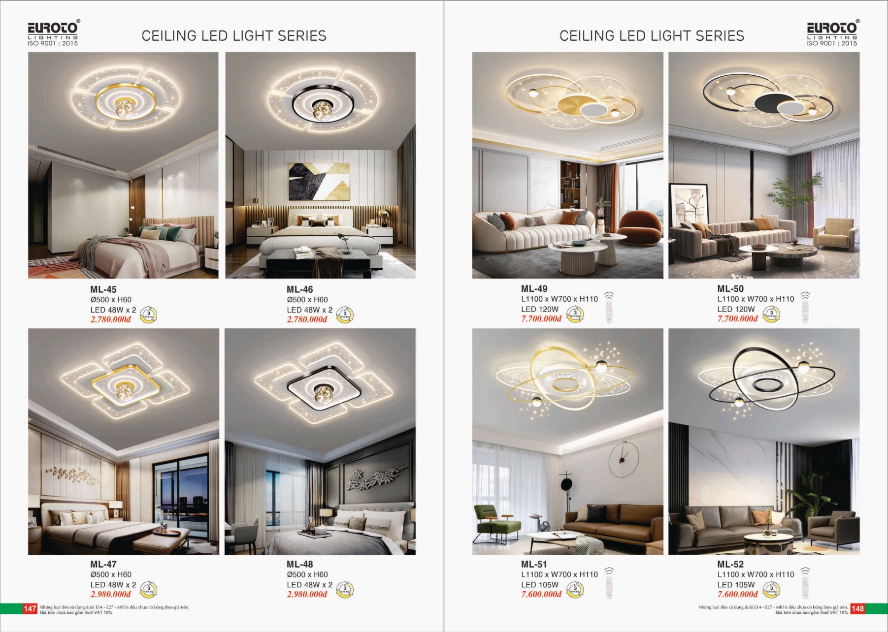 Bảng giá Đèn Trang Trí EUROTO Lighting (Catalogue 2023-2024)