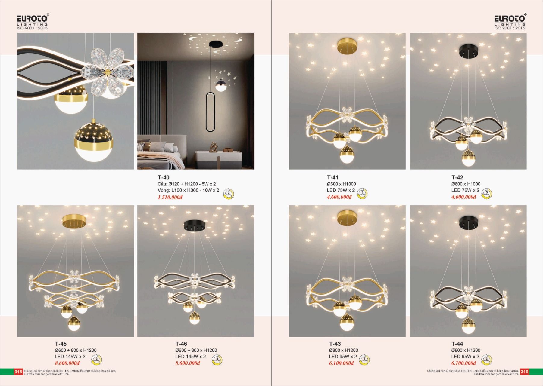 Bảng giá Đèn Trang Trí EUROTO Lighting (Catalogue 2023-2024)