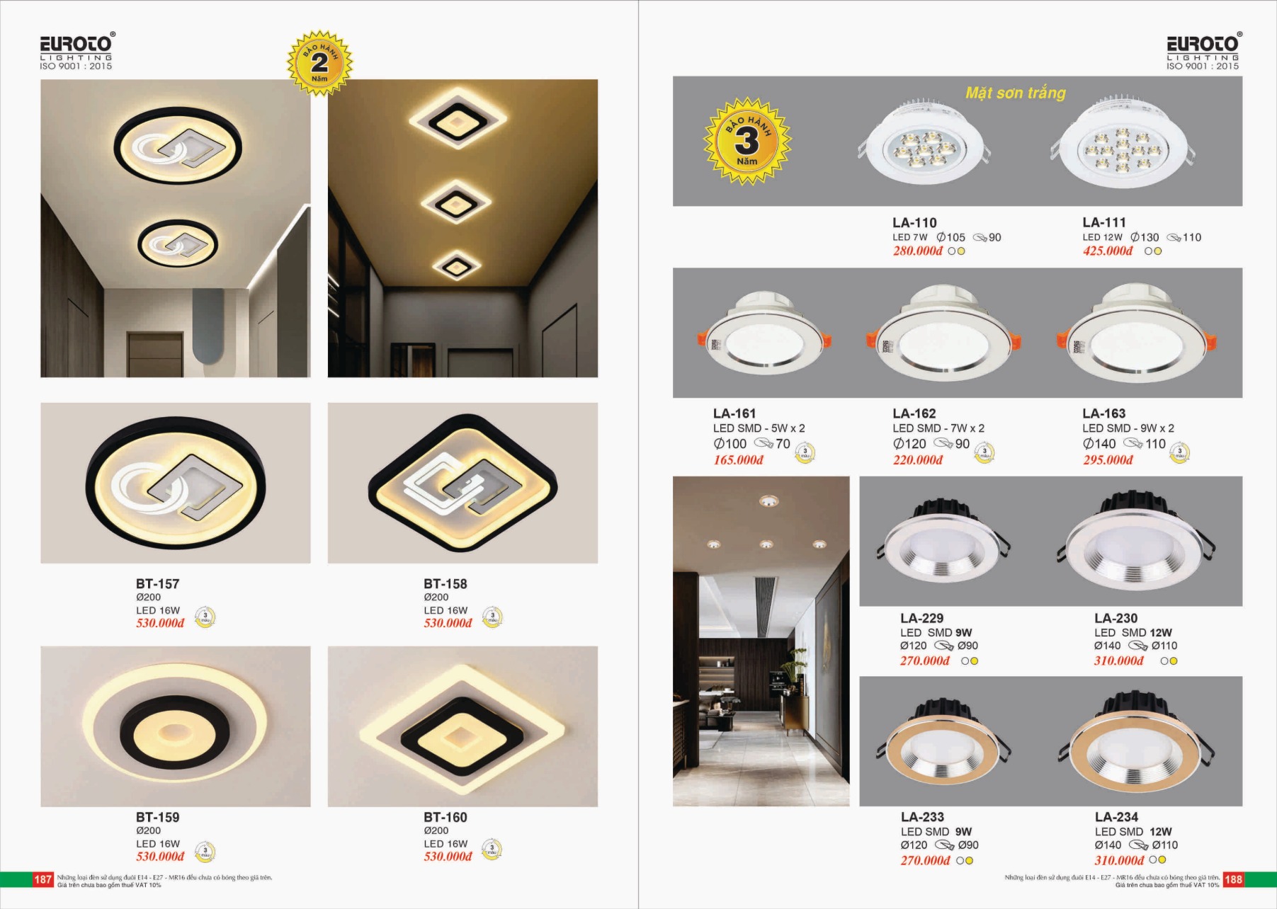 Bảng giá Đèn Trang Trí EUROTO Lighting (Catalogue 2023-2024)