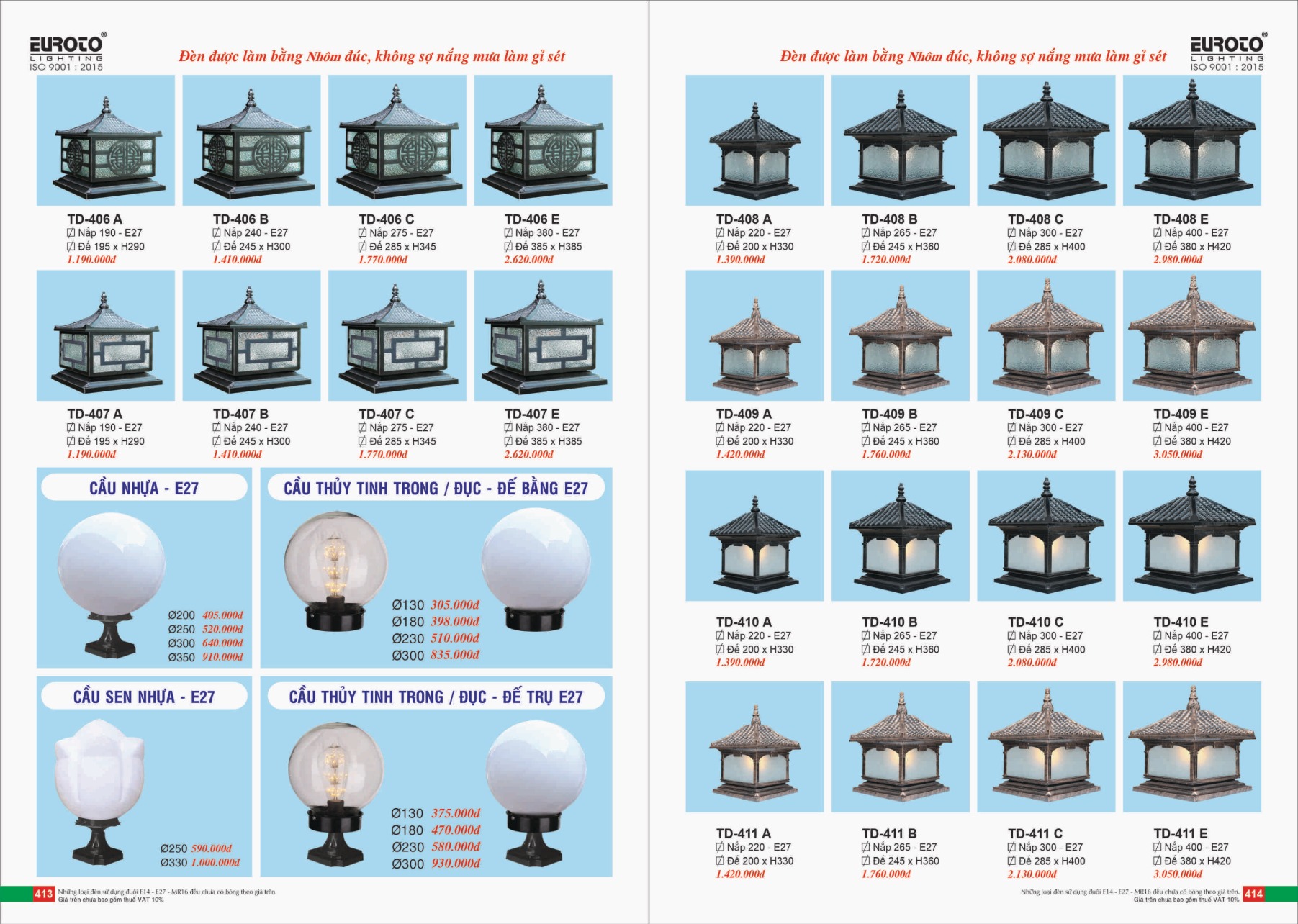 Bảng giá Đèn Trang Trí EUROTO Lighting (Catalogue 2023-2024)