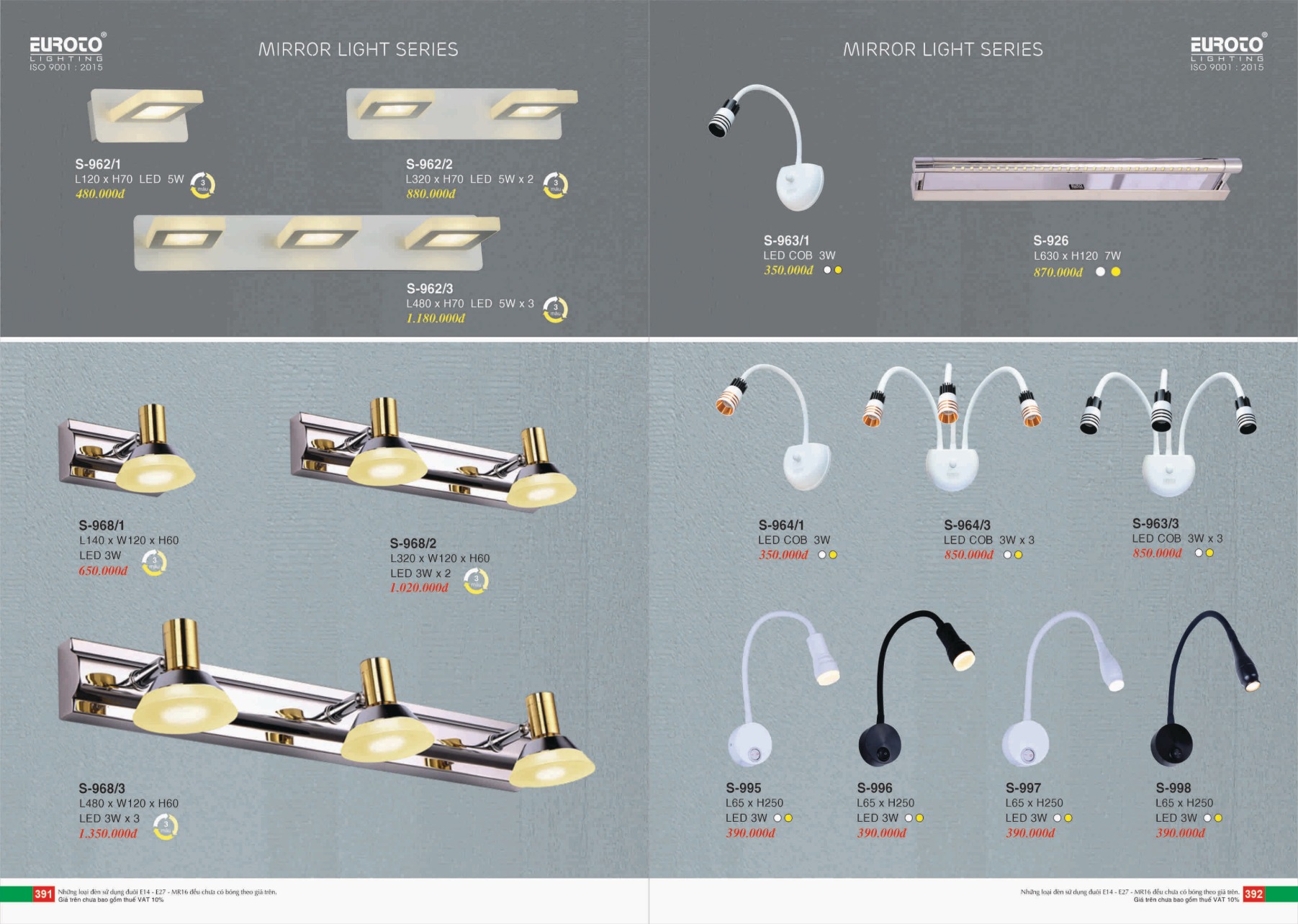 Bảng giá Đèn Trang Trí EUROTO Lighting (Catalogue 2023-2024)