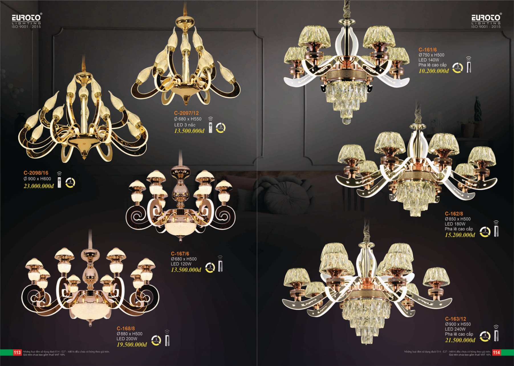 Bảng giá Đèn Trang Trí EUROTO Lighting (Catalogue 2023-2024)