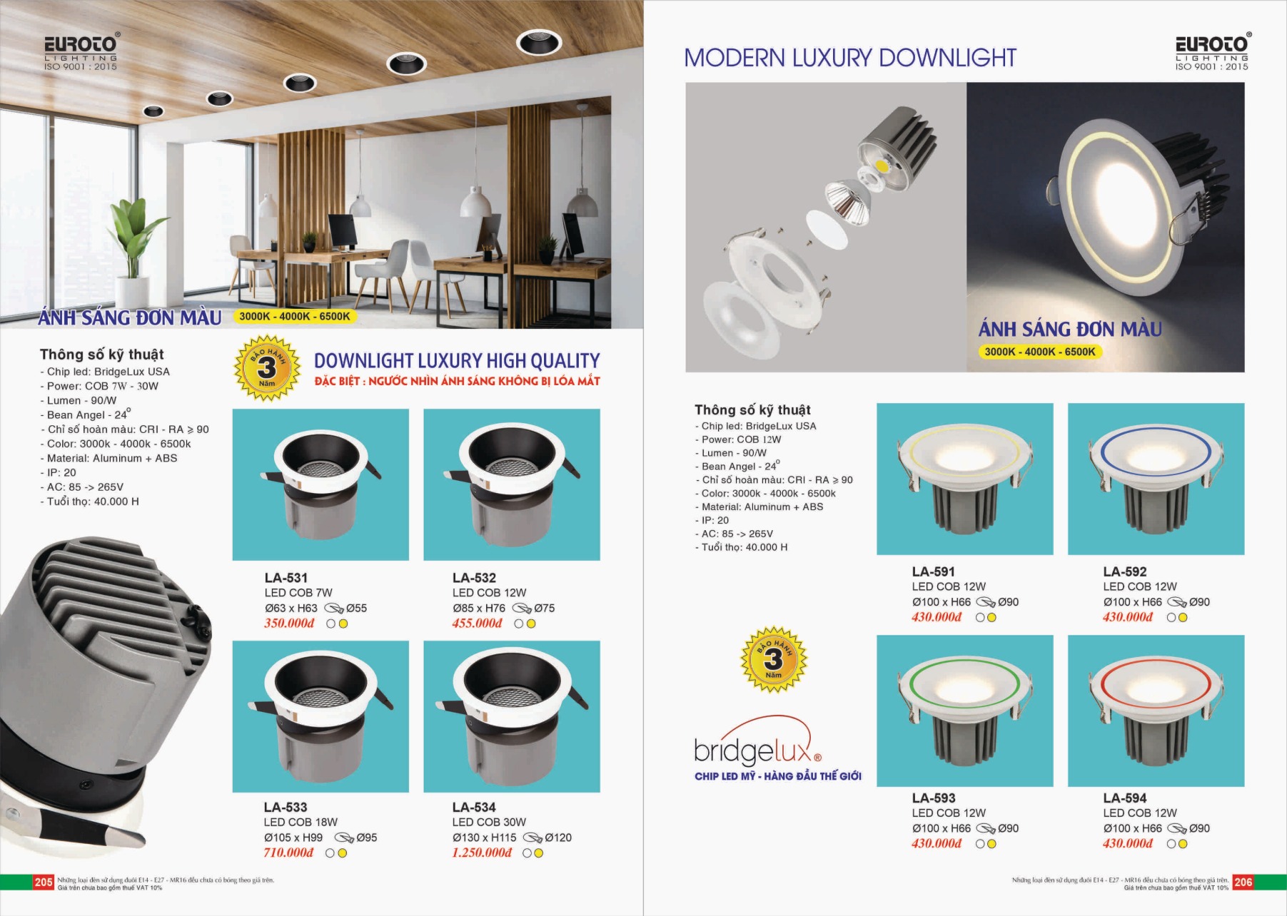 Bảng giá Đèn Trang Trí EUROTO Lighting (Catalogue 2023-2024)