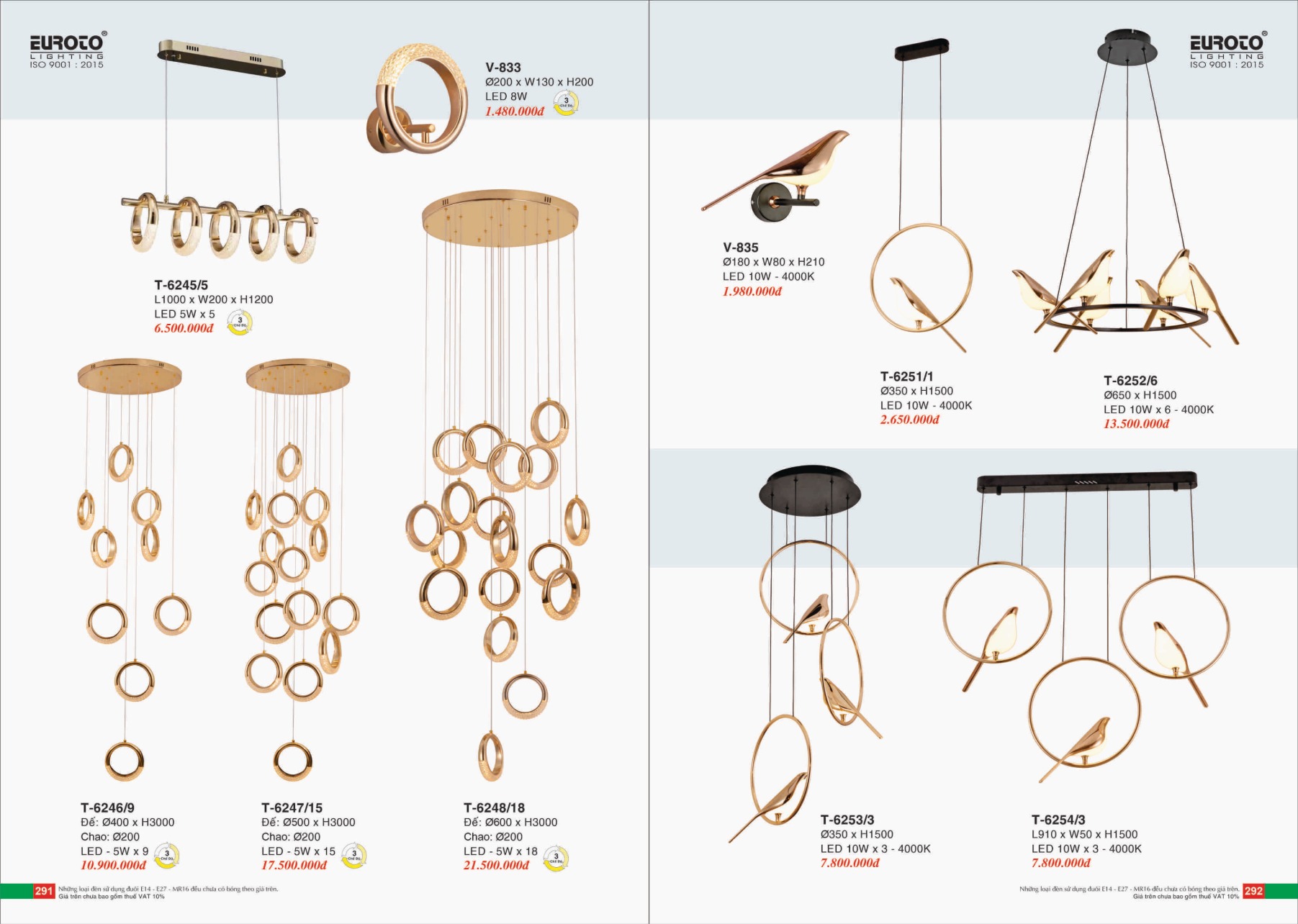 Bảng giá Đèn Trang Trí EUROTO Lighting (Catalogue 2023-2024)