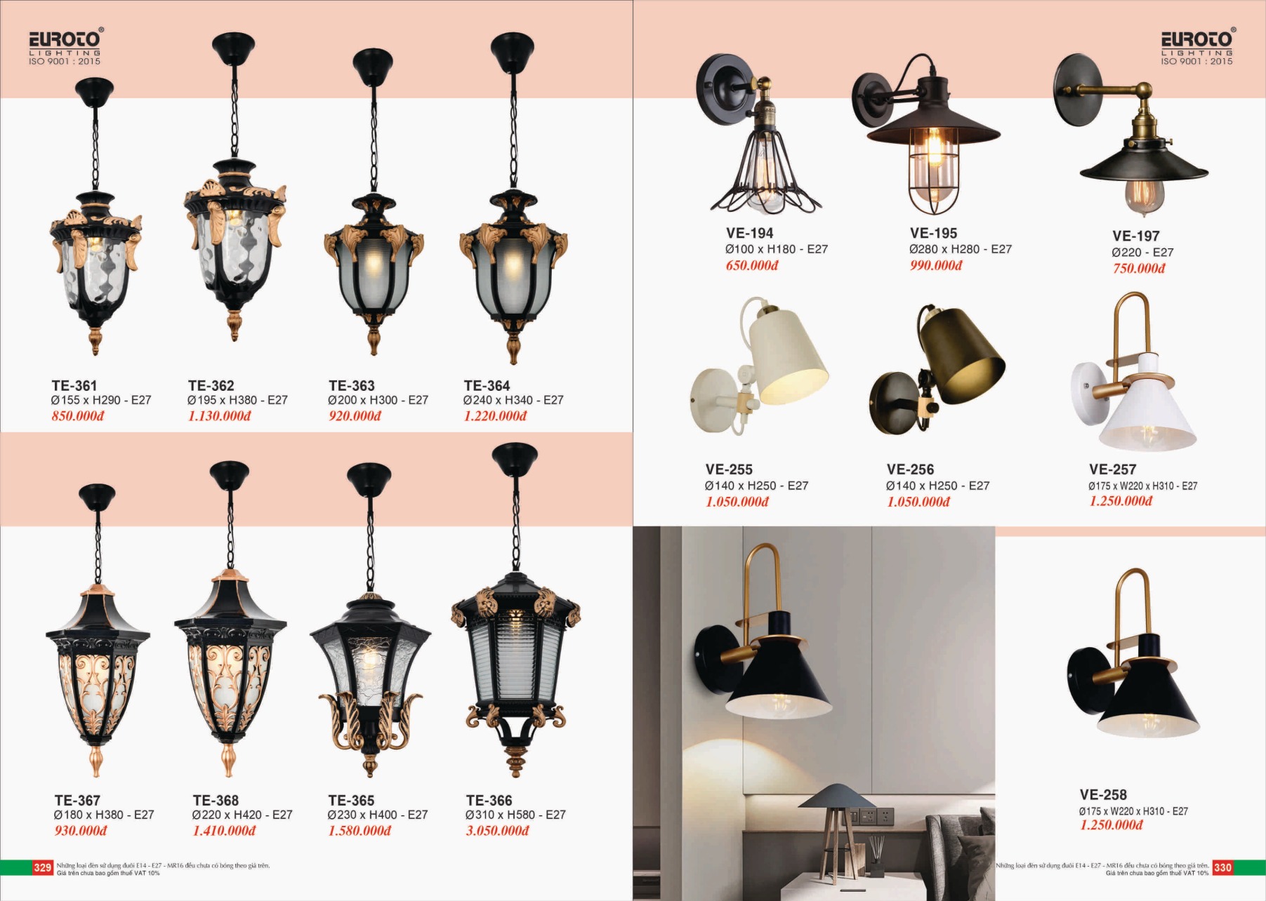 Bảng giá Đèn Trang Trí EUROTO Lighting (Catalogue 2023-2024)