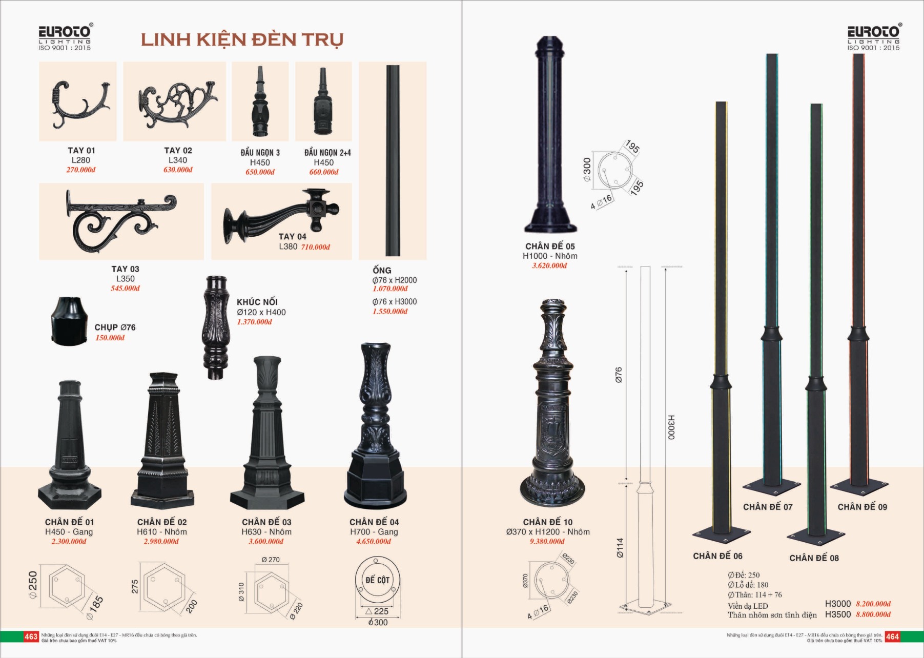 Bảng giá Đèn Trang Trí EUROTO Lighting (Catalogue 2023-2024)