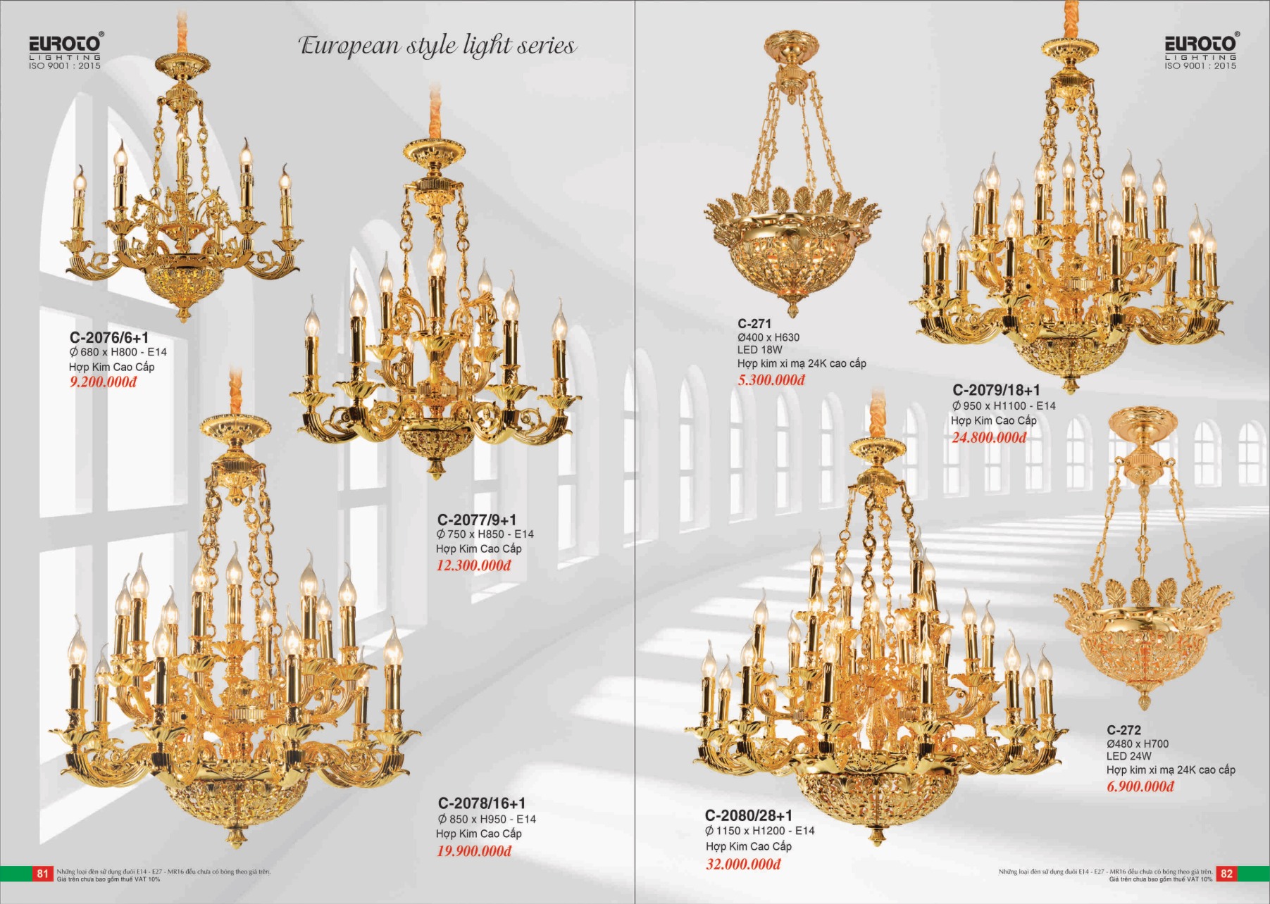 Bảng giá Đèn Trang Trí EUROTO Lighting (Catalogue 2023-2024)