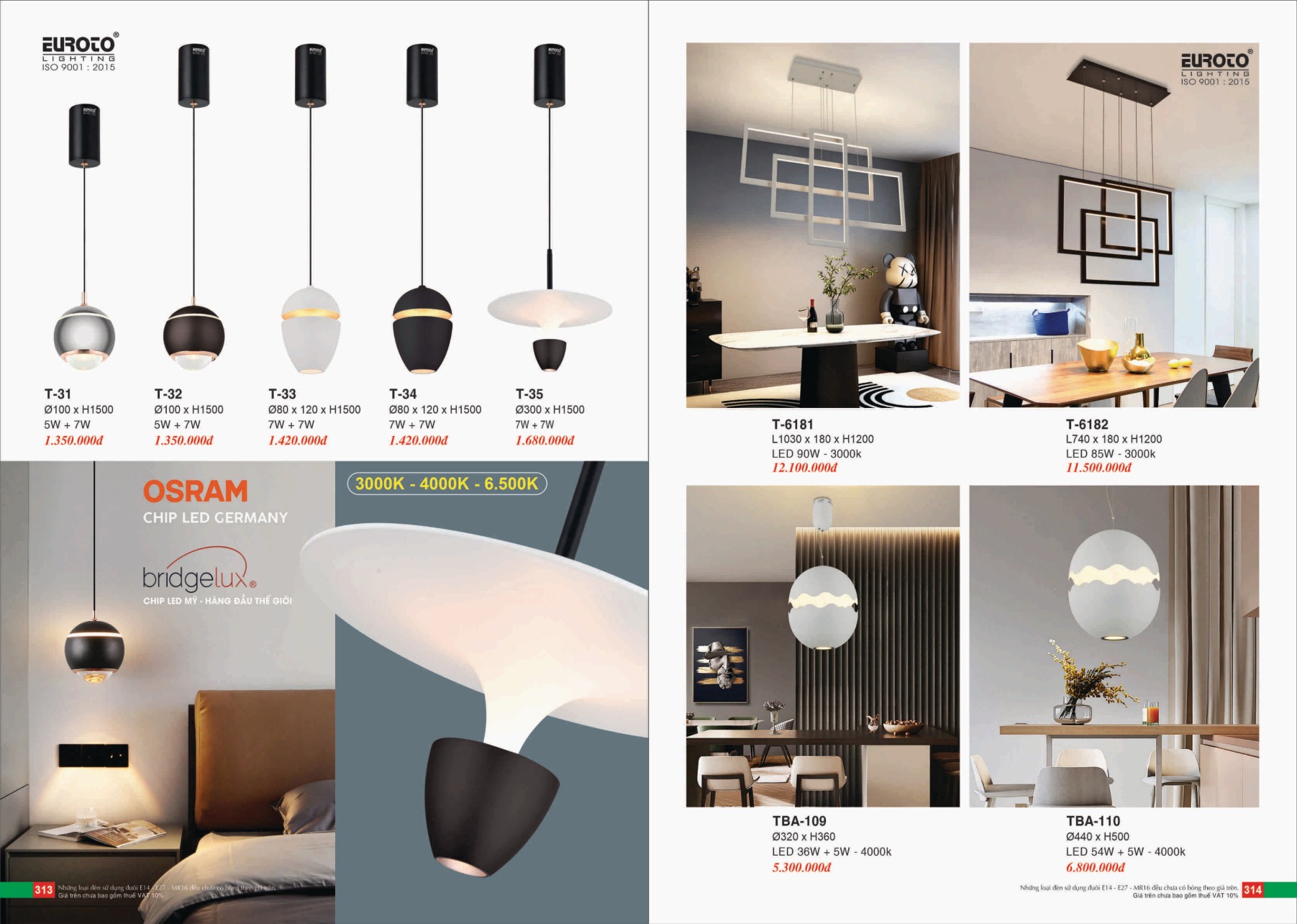 Bảng giá Đèn Trang Trí EUROTO Lighting (Catalogue 2023-2024)