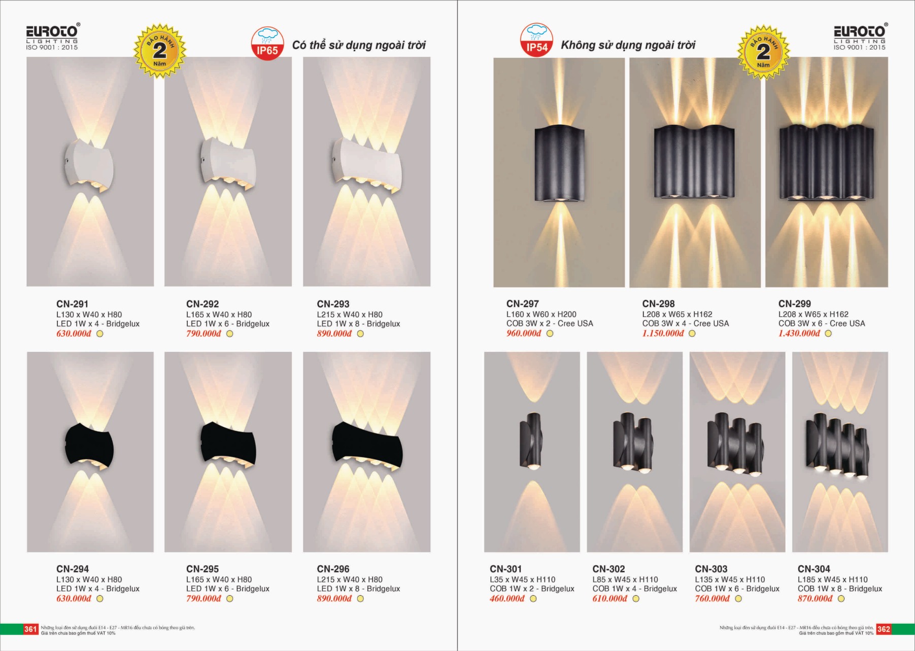 Bảng giá Đèn Trang Trí EUROTO Lighting (Catalogue 2023-2024)