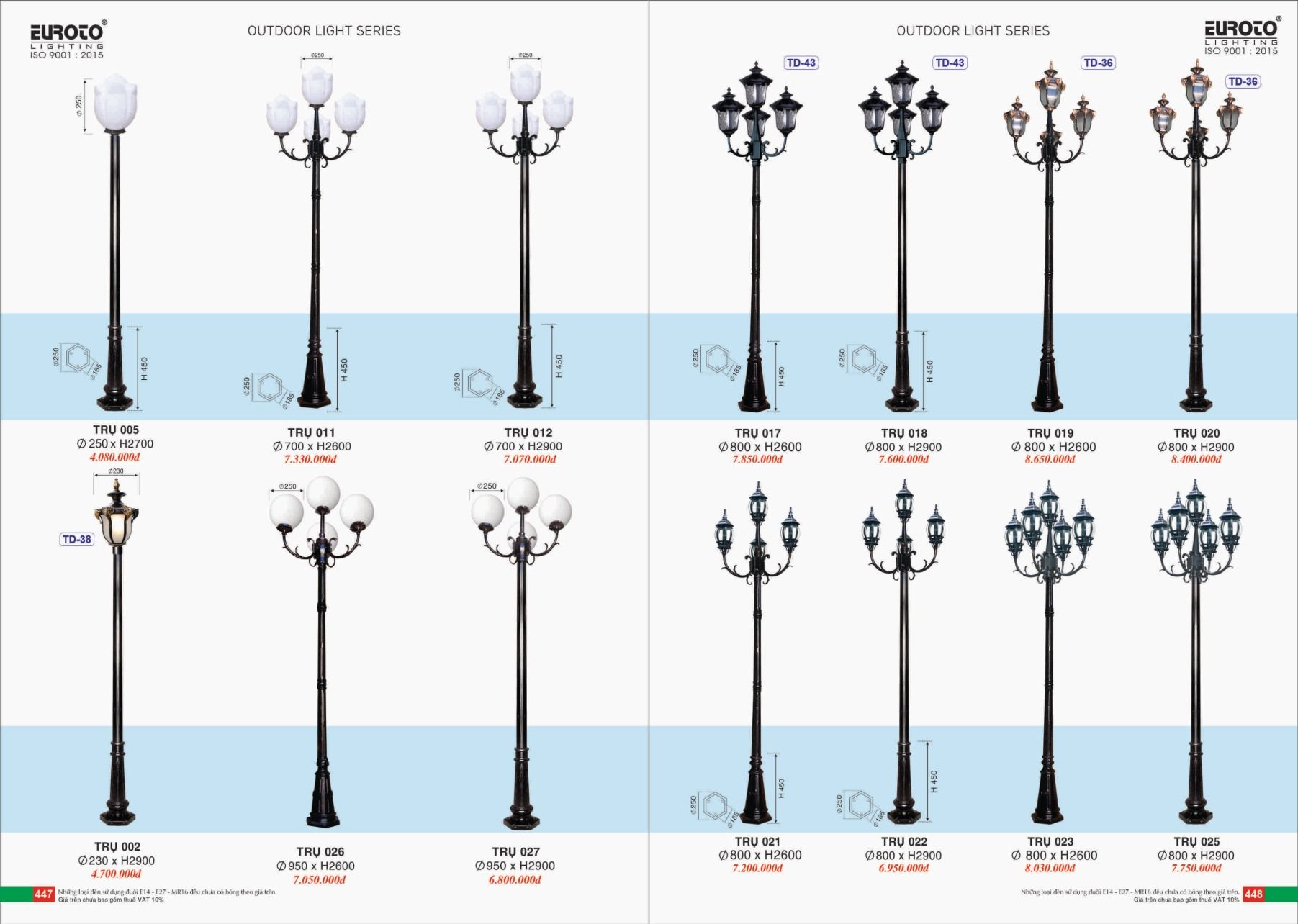 Bảng giá Đèn Trang Trí EUROTO Lighting (Catalogue 2023-2024)