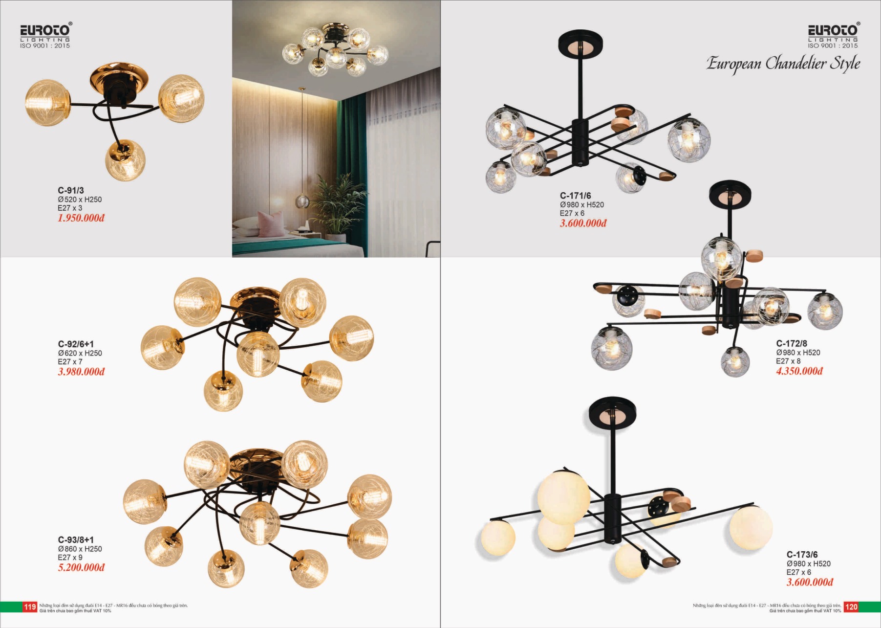 Bảng giá Đèn Trang Trí EUROTO Lighting (Catalogue 2023-2024)