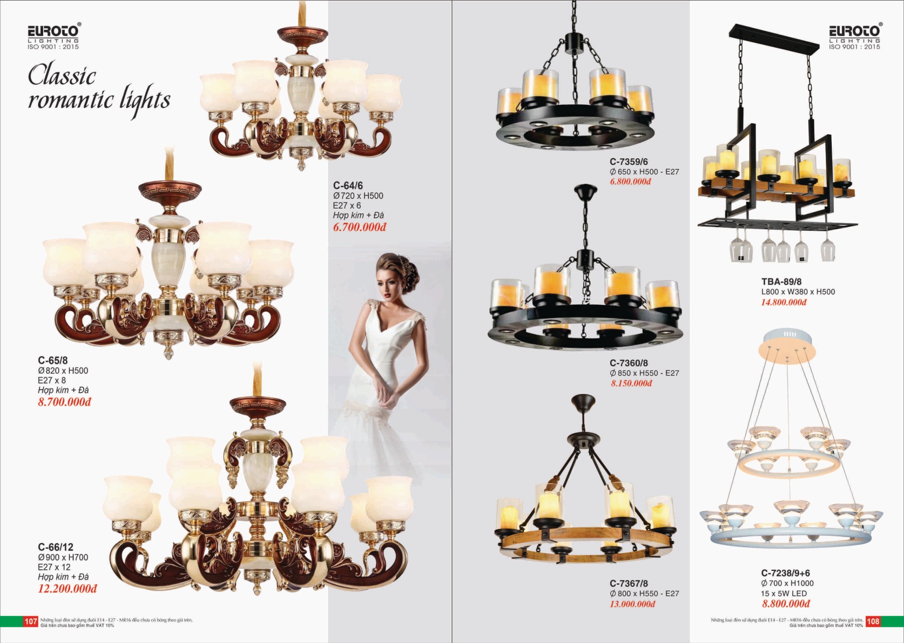 Bảng giá Đèn Trang Trí EUROTO Lighting (Catalogue 2023-2024)