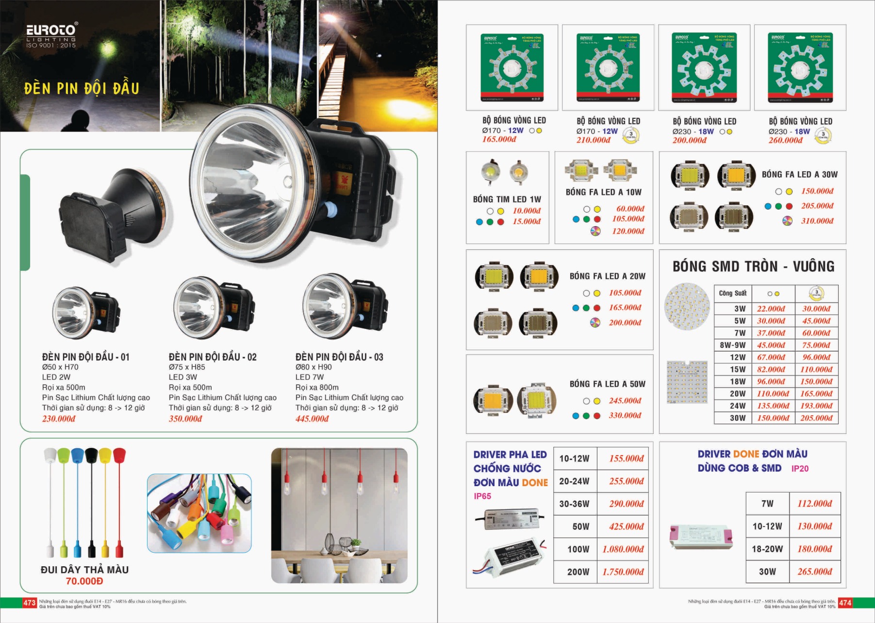 Bảng giá Đèn Trang Trí EUROTO Lighting (Catalogue 2023-2024)