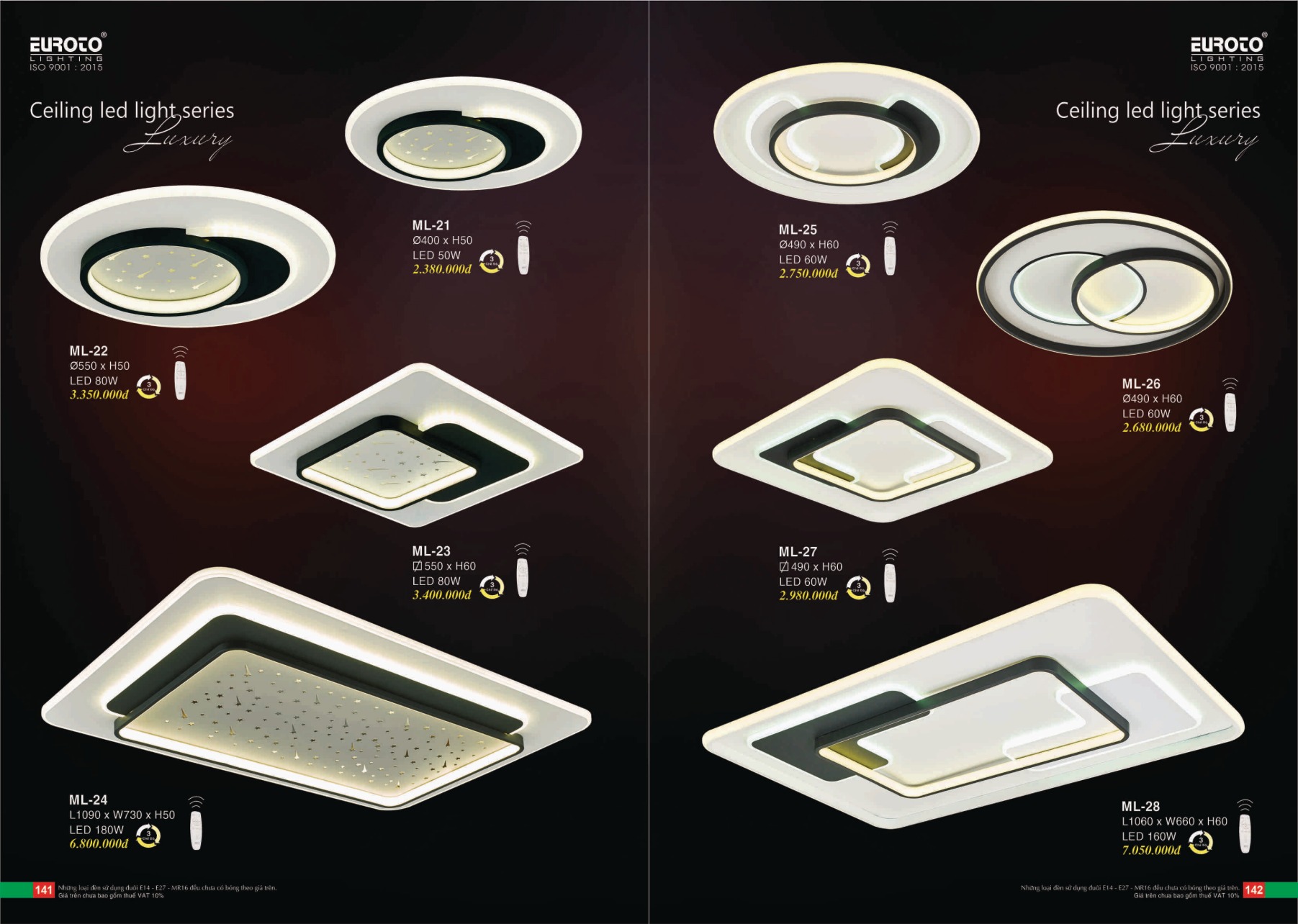 Bảng giá Đèn Trang Trí EUROTO Lighting (Catalogue 2023-2024)