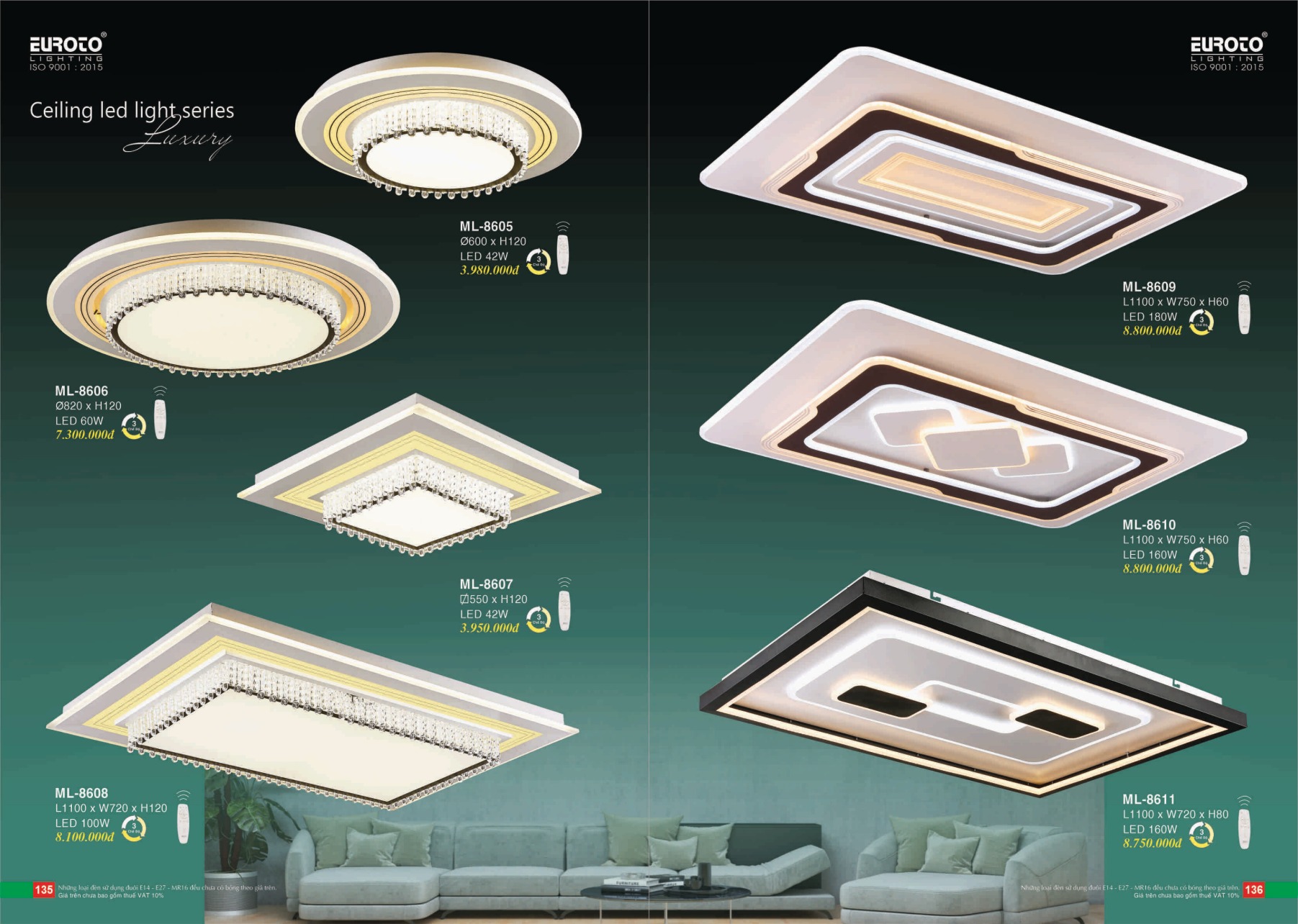 Bảng giá Đèn Trang Trí EUROTO Lighting (Catalogue 2023-2024)