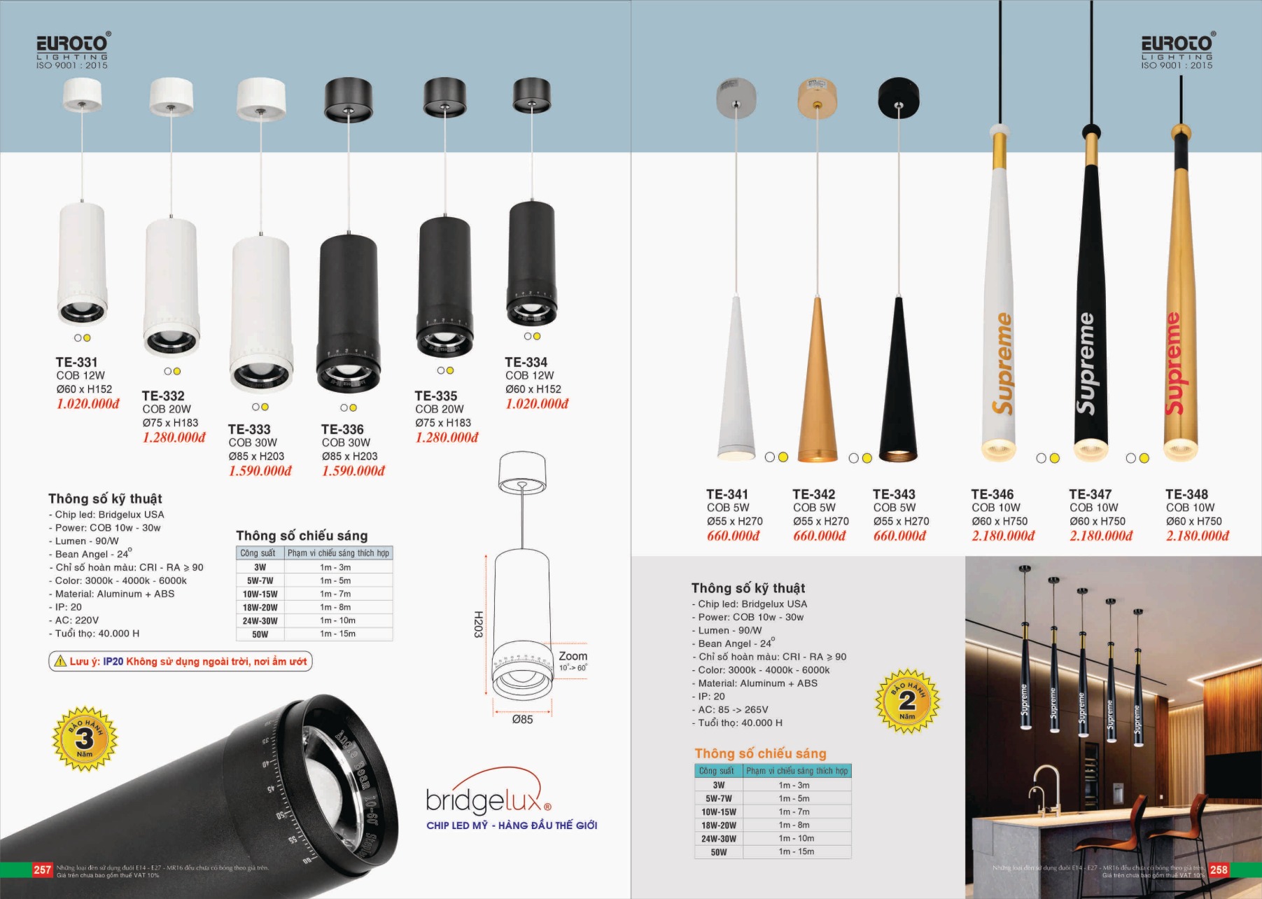 Bảng giá Đèn Trang Trí EUROTO Lighting (Catalogue 2023-2024)