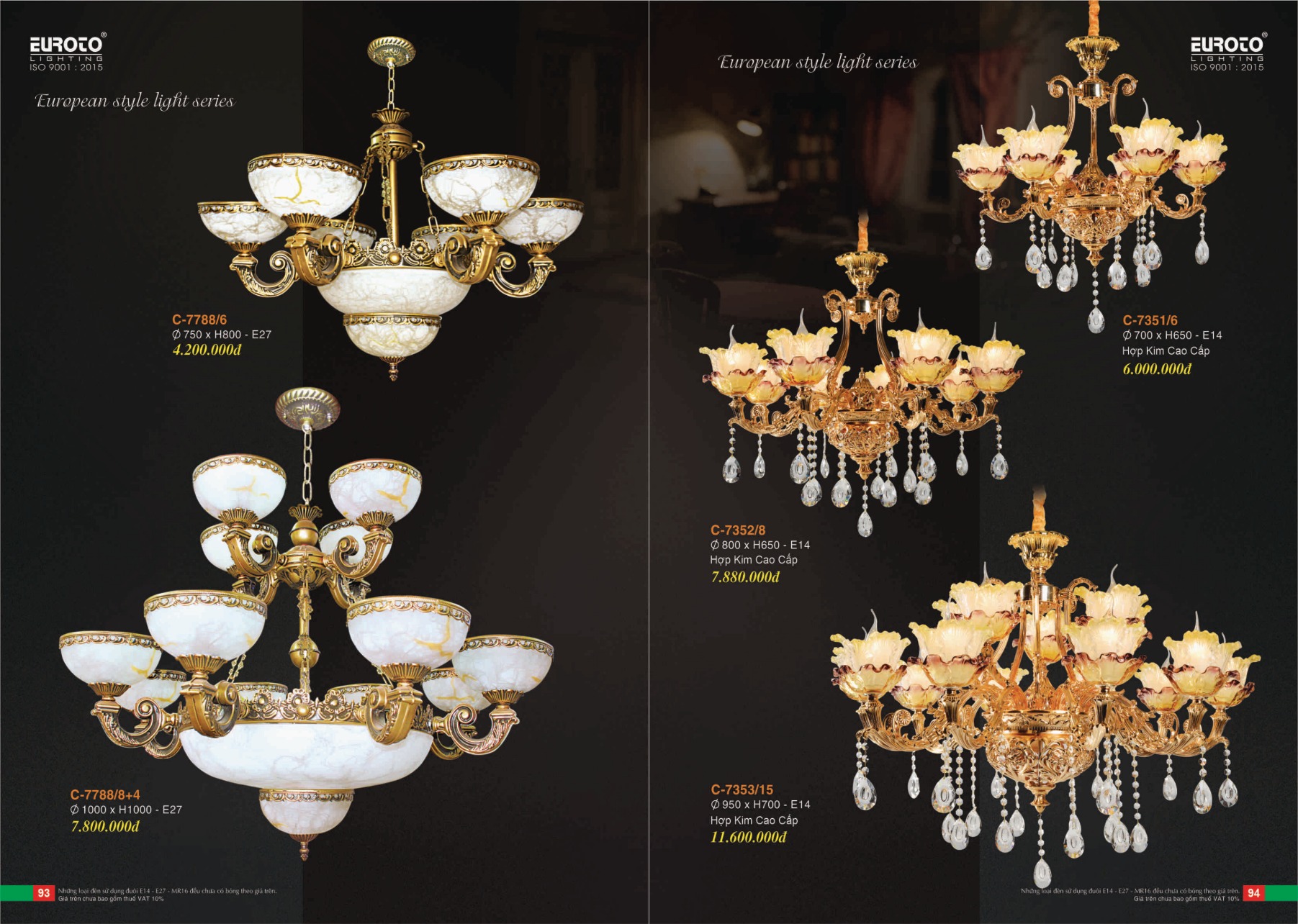 Bảng giá Đèn Trang Trí EUROTO Lighting (Catalogue 2023-2024)