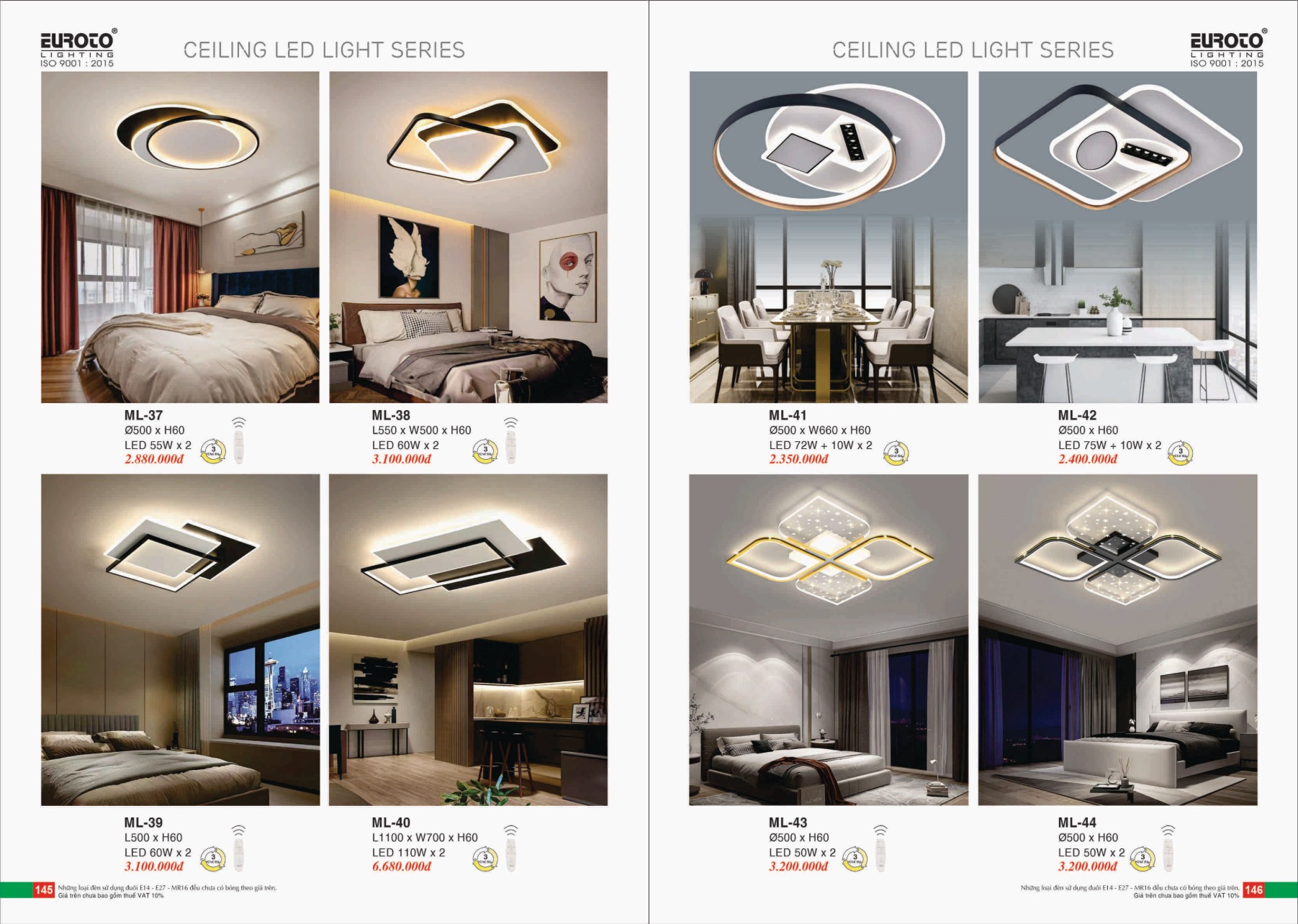 Bảng giá Đèn Trang Trí EUROTO Lighting (Catalogue 2023-2024)