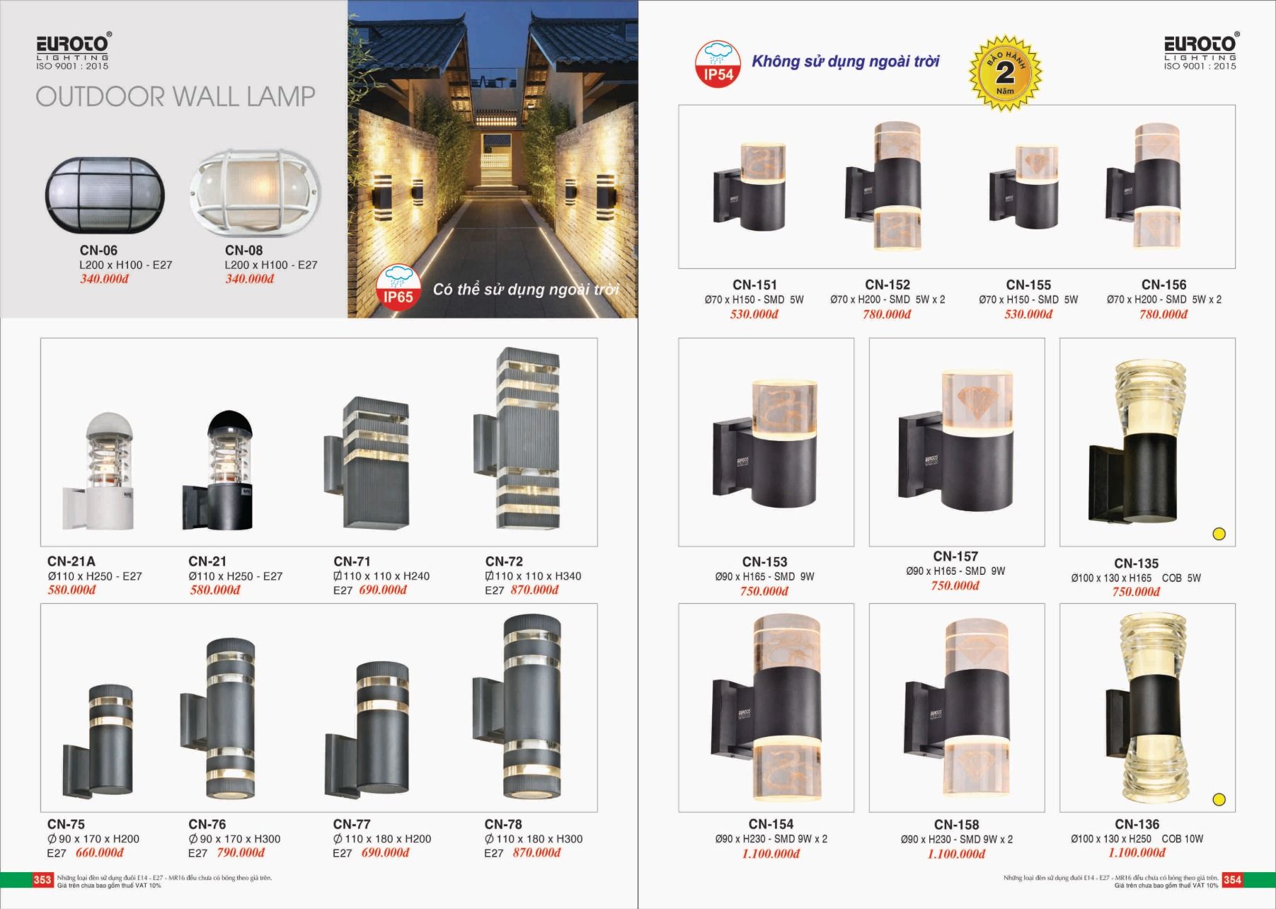 Bảng giá Đèn Trang Trí EUROTO Lighting (Catalogue 2023-2024)