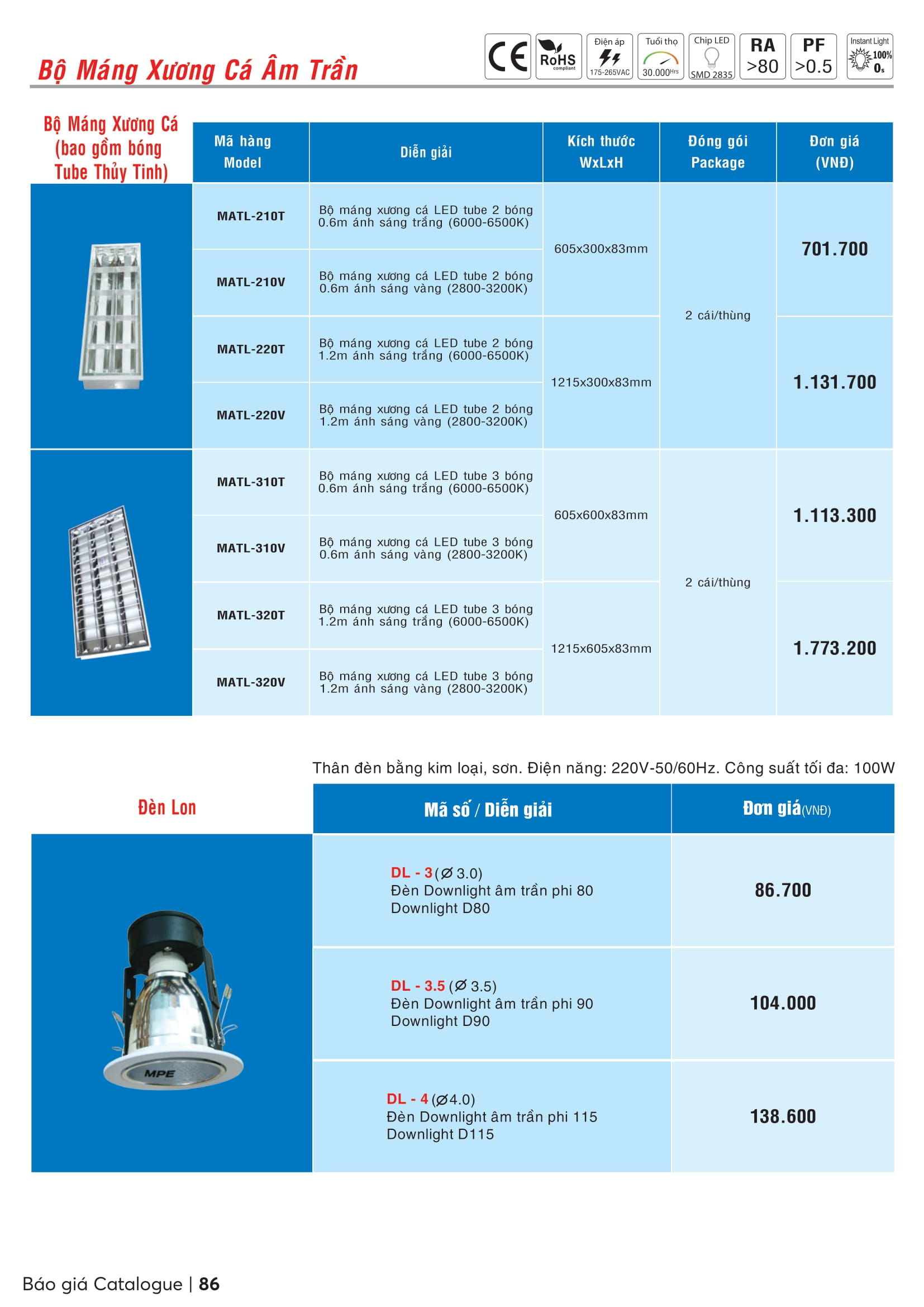 Catalogue MPE 2023-2024 ( Bảng giá Đèn Led & Thiết bị điện MPE mới nhất )