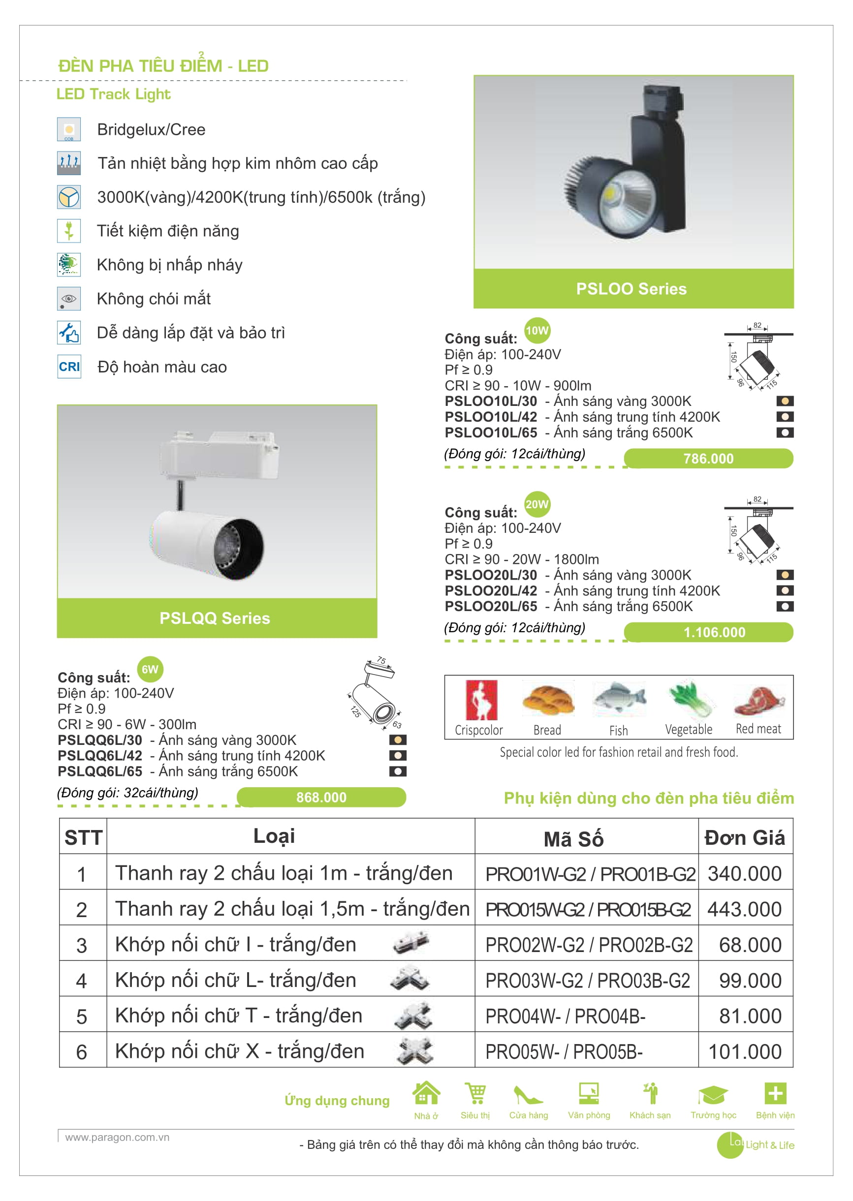 PARAGON - Catalogue Bảng giá Đèn Led Paragon 2023