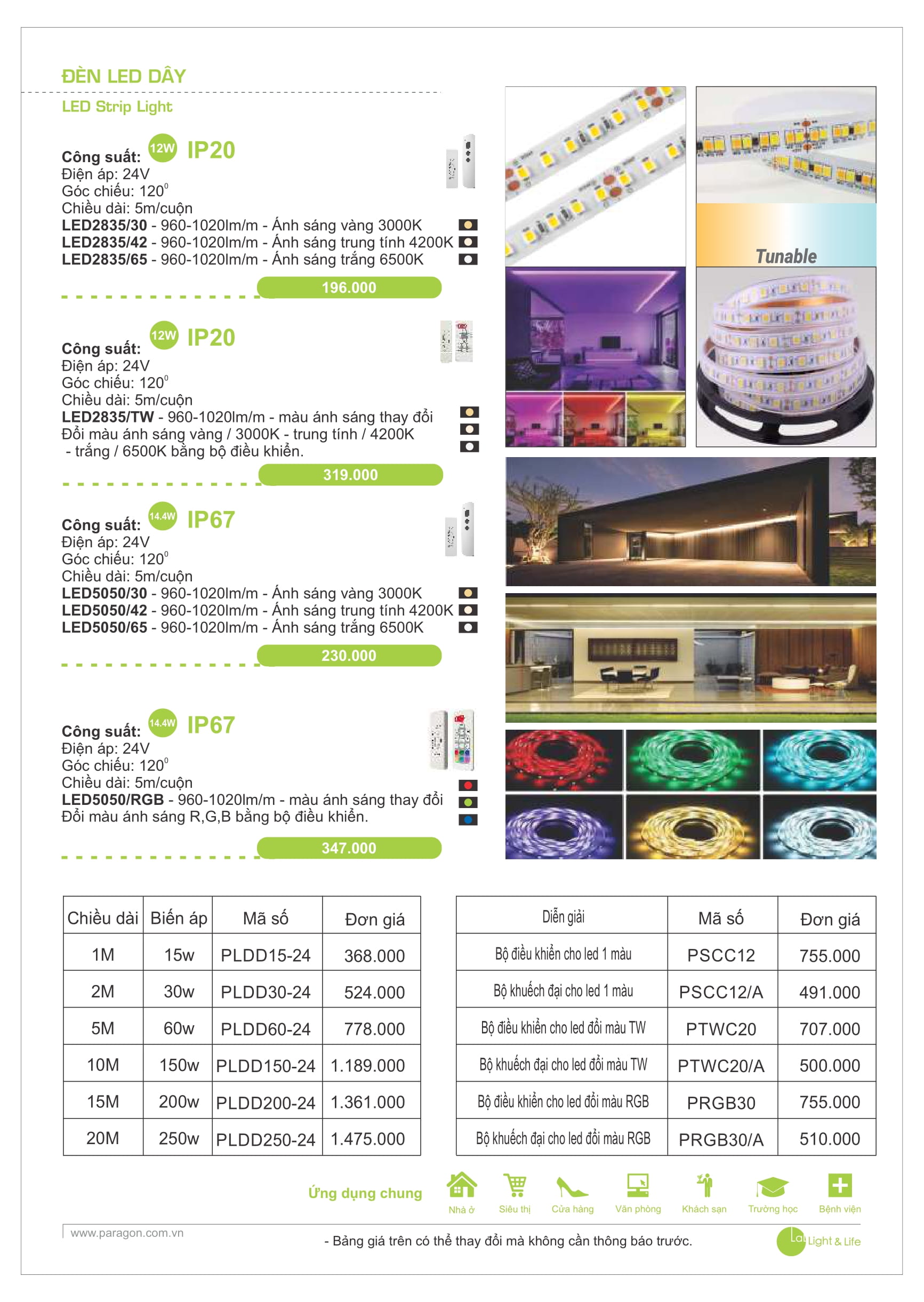 PARAGON - Catalogue Bảng giá Đèn Led Paragon 2023