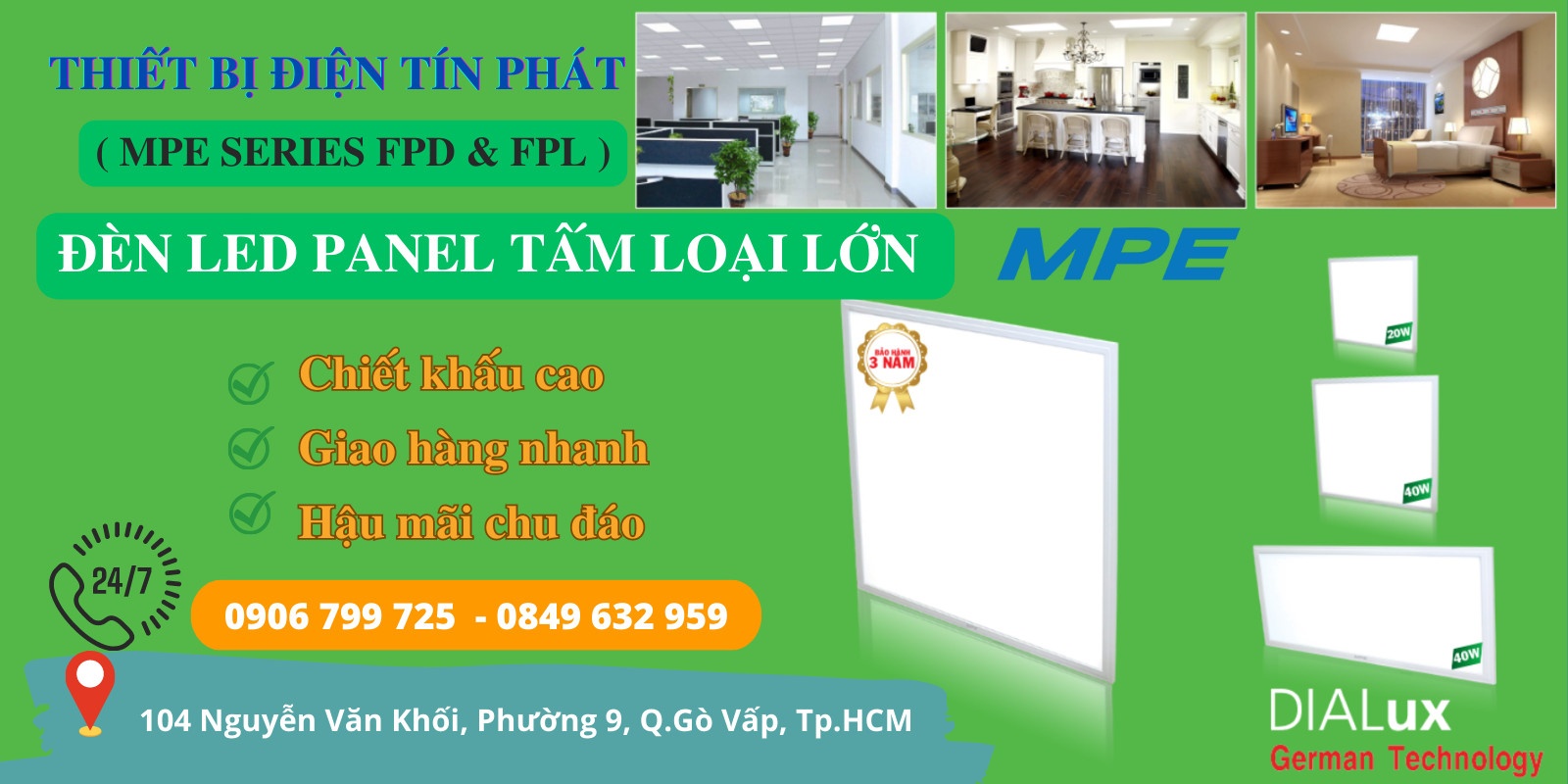 LED BIG PANEL FPD-6060 ( Đèn led MPE panel 40W, Size 600x600x35mm, 2 loại ánh sáng Trắng, Trung tính )