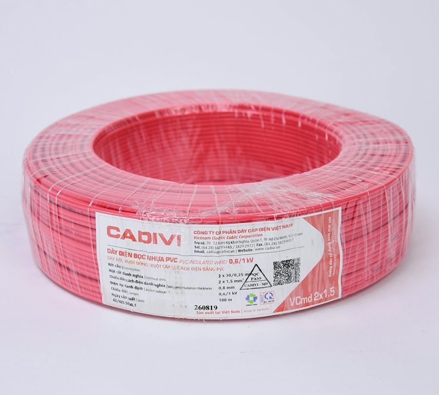 Dây điện Cadivi VCmd 2x1.5 - 0,6/1kV