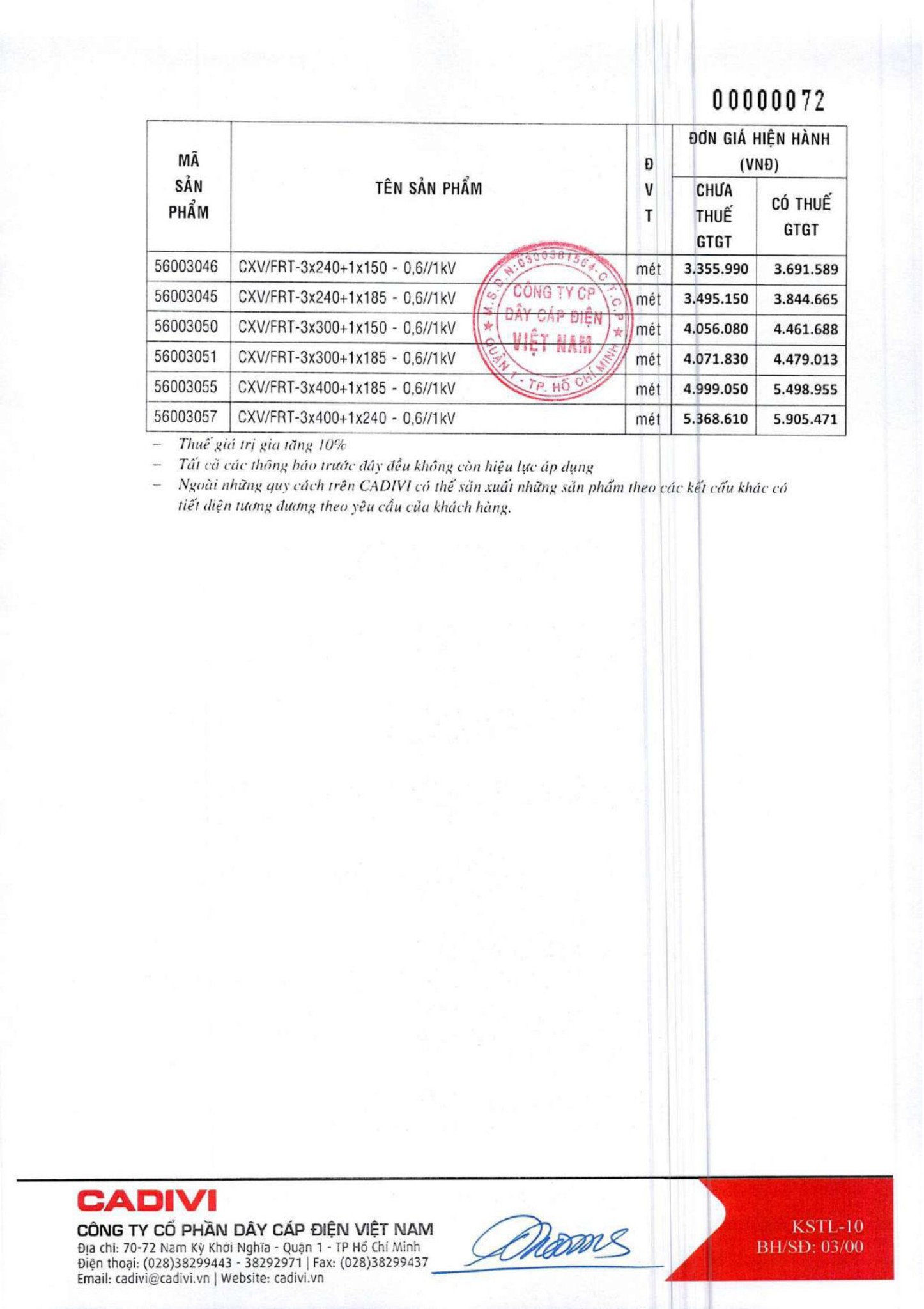 Catalogue Bảng giá Cadivi 2023 - Nhà phân phối, Đại lý Cadivi TpHCM