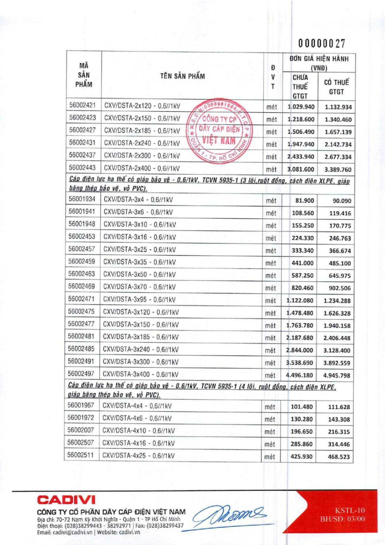 Catalogue Bảng giá Cadivi 2023 - Nhà phân phối, Đại lý Cadivi TpHCM