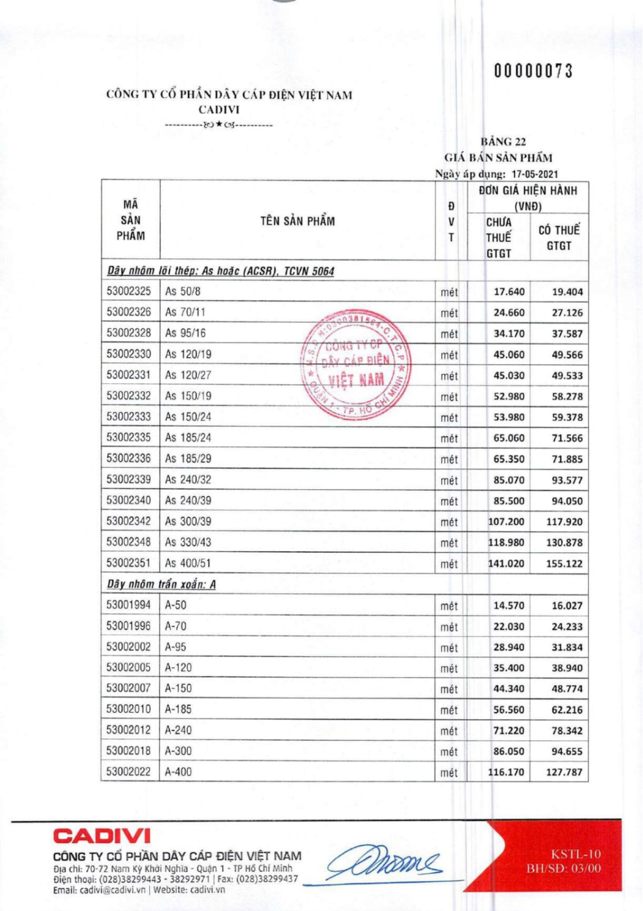 Catalogue Bảng giá Cadivi 2023 - Nhà phân phối, Đại lý Cadivi TpHCM