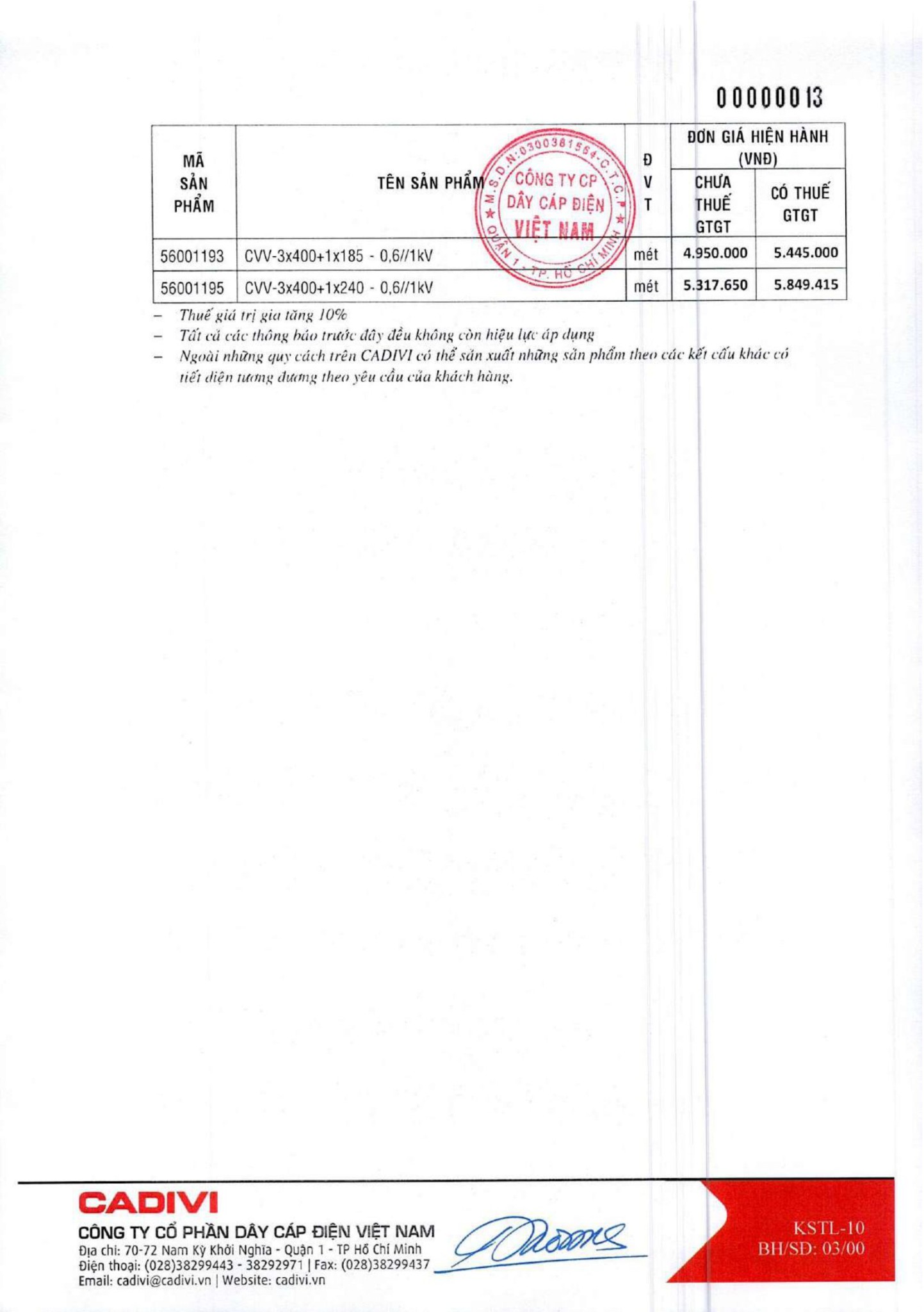 Catalogue Bảng giá Cadivi 2023 - Nhà phân phối, Đại lý Cadivi TpHCM