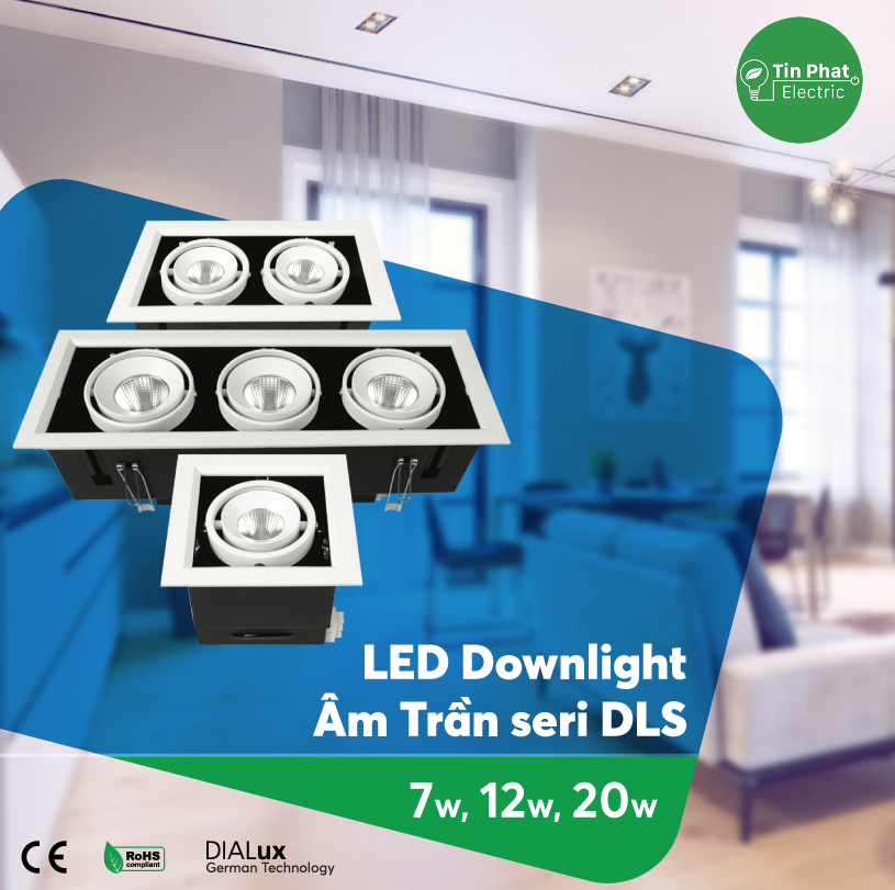 DLS-107T (Đèn led downlight vuông 1x7W AST)