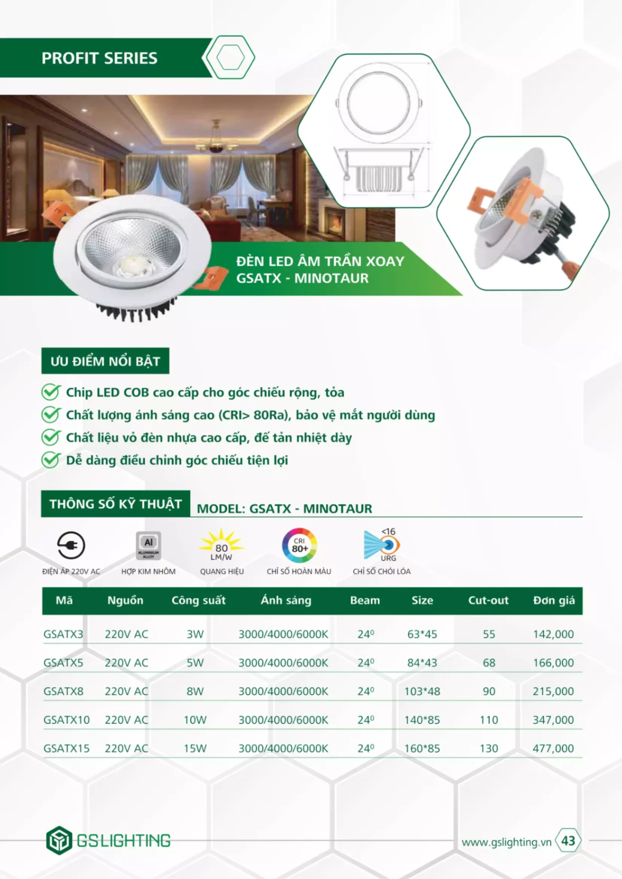 Bảng giá Đèn Led GSLighting (Catalogue 2023)