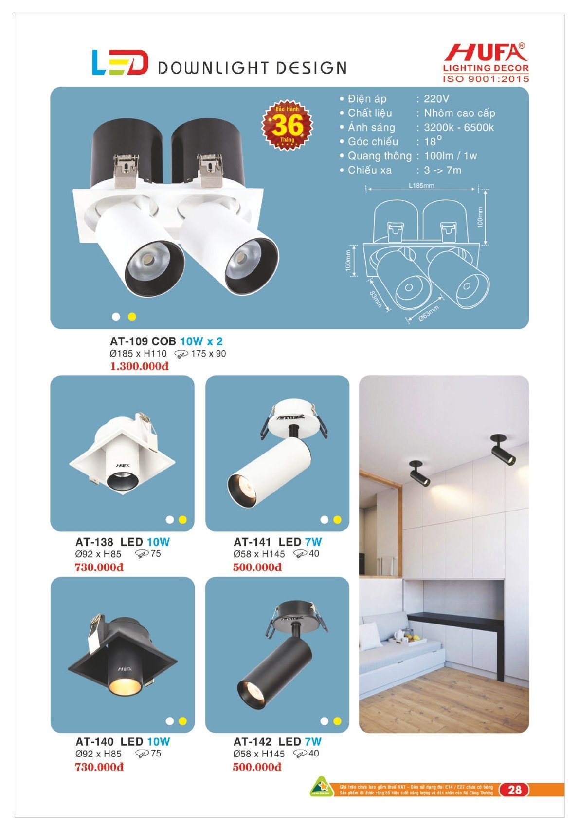 Bảng giá Đèn Led HUFA (Catalogue 2023-2024)