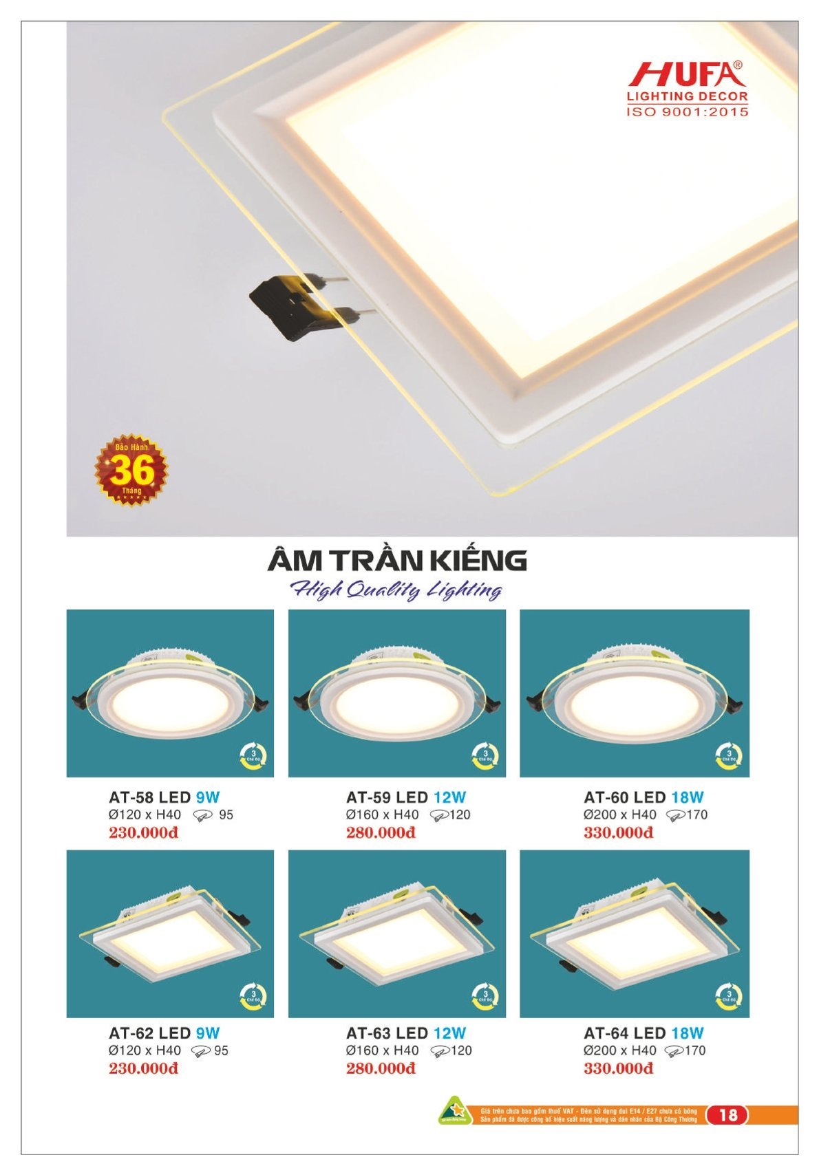 Bảng giá Đèn Led HUFA (Catalogue 2023-2024)