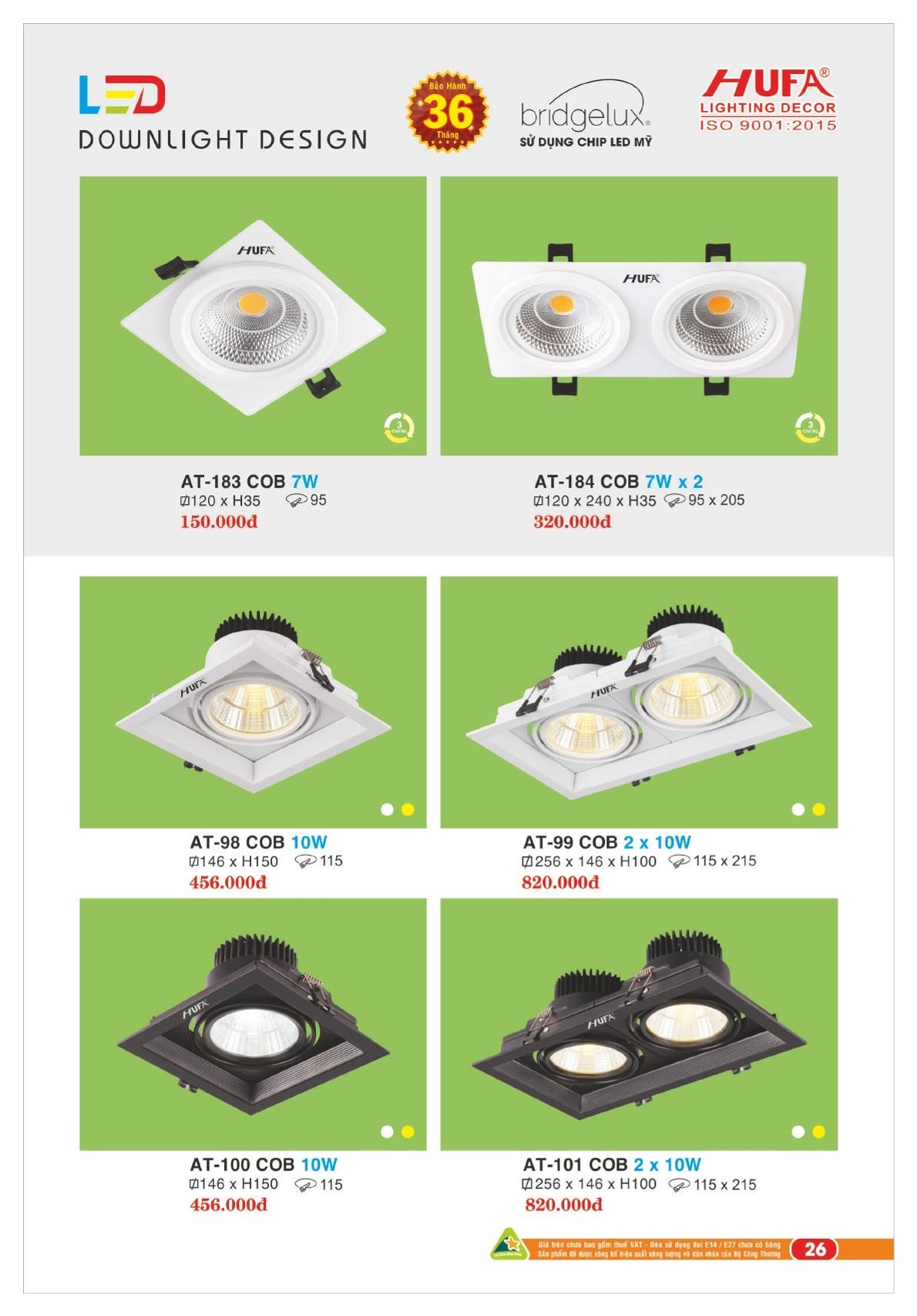 Bảng giá Đèn Led HUFA (Catalogue 2023-2024)