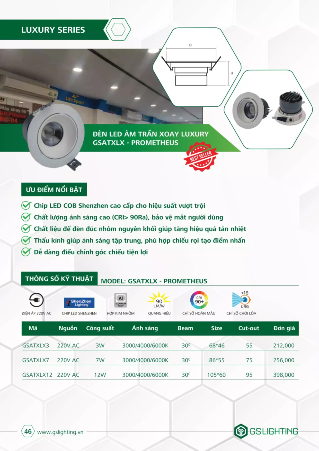 Bảng giá Đèn Led GSLighting (Catalogue 2023)