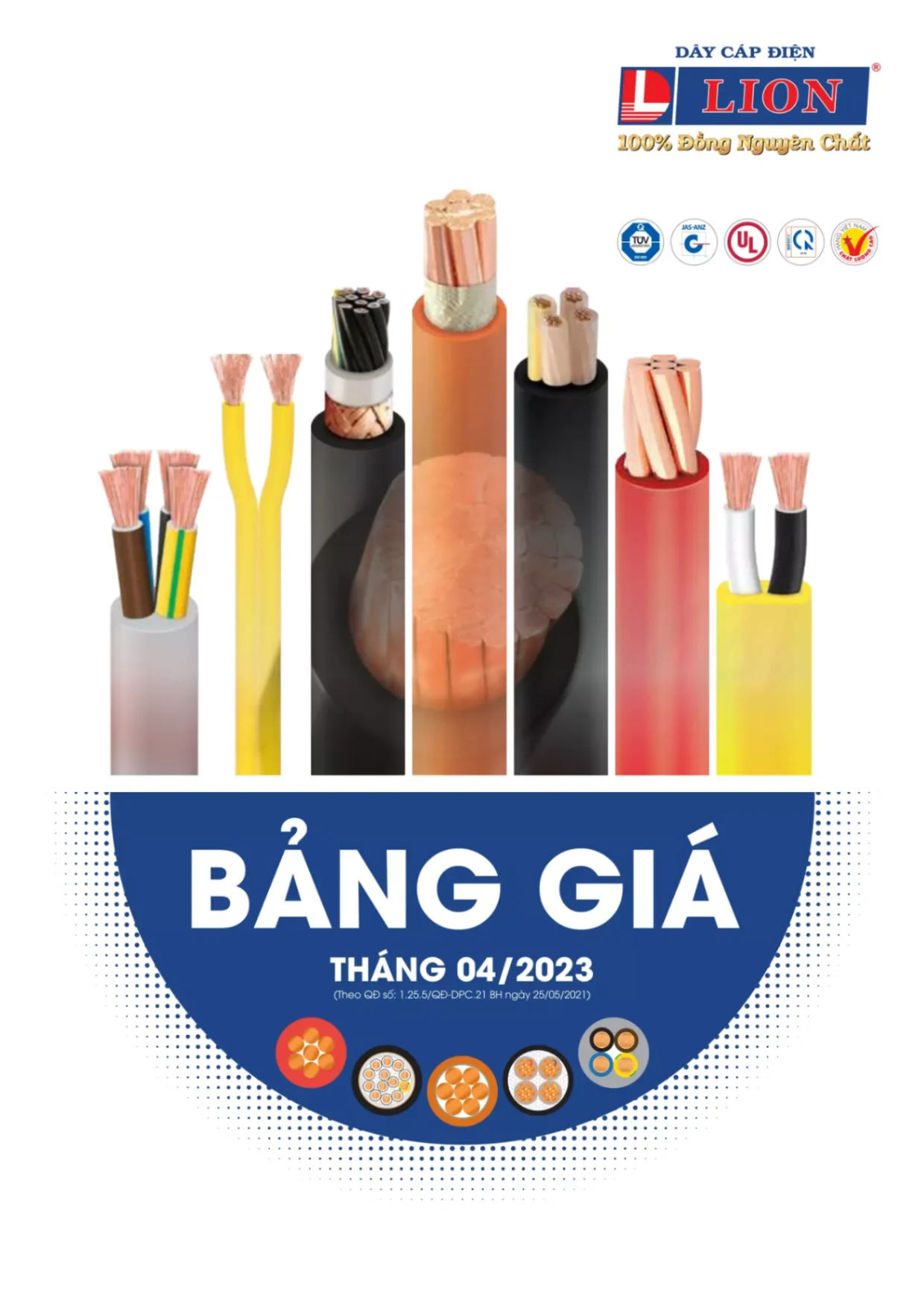 BẢNG GIÁ DÂY CÁP ĐIỆN LION ( Catalogue 2023 )