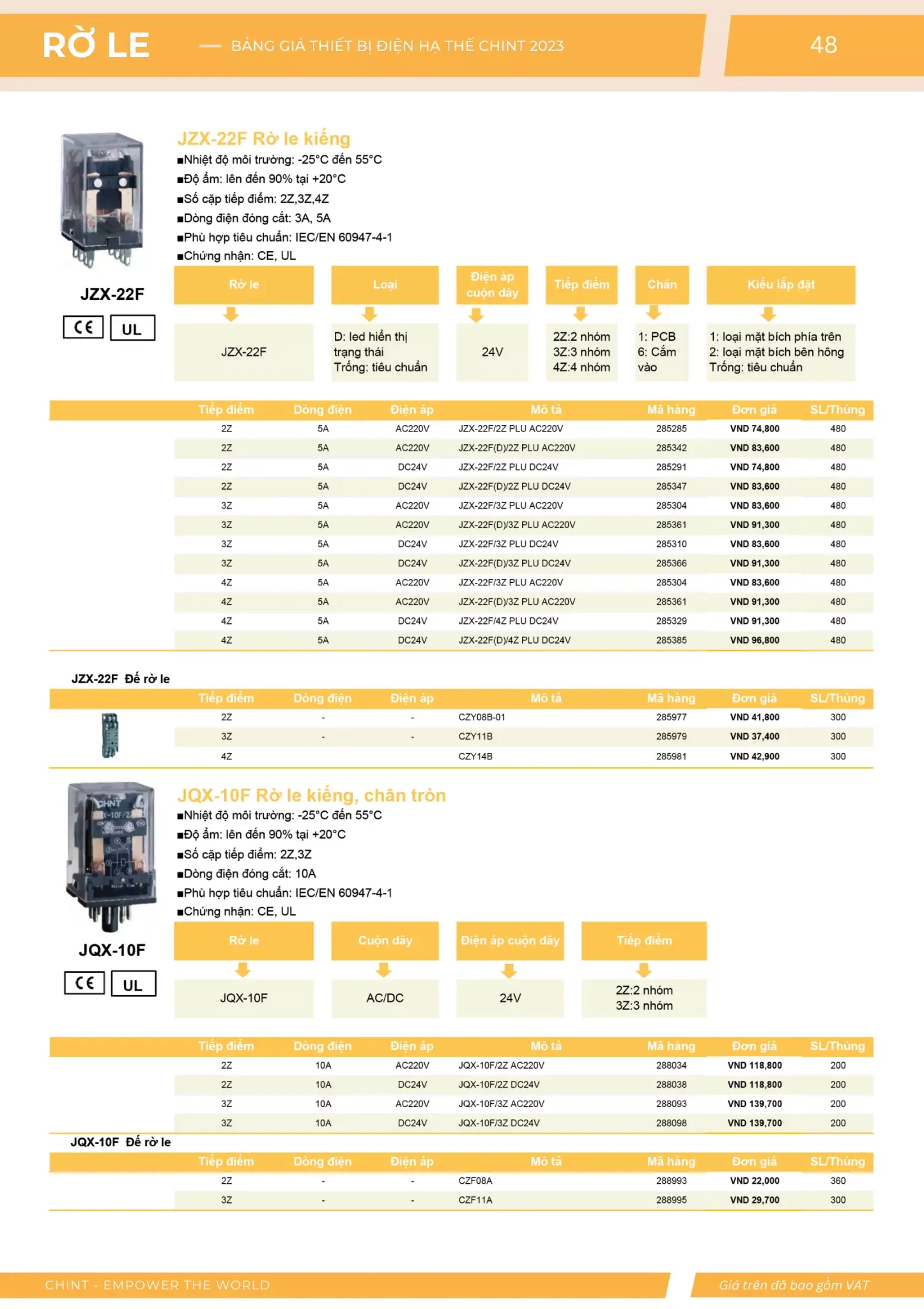 Bảng giá Thiết bị đóng cắt hạ thế CHINT (Catalogue 2023)