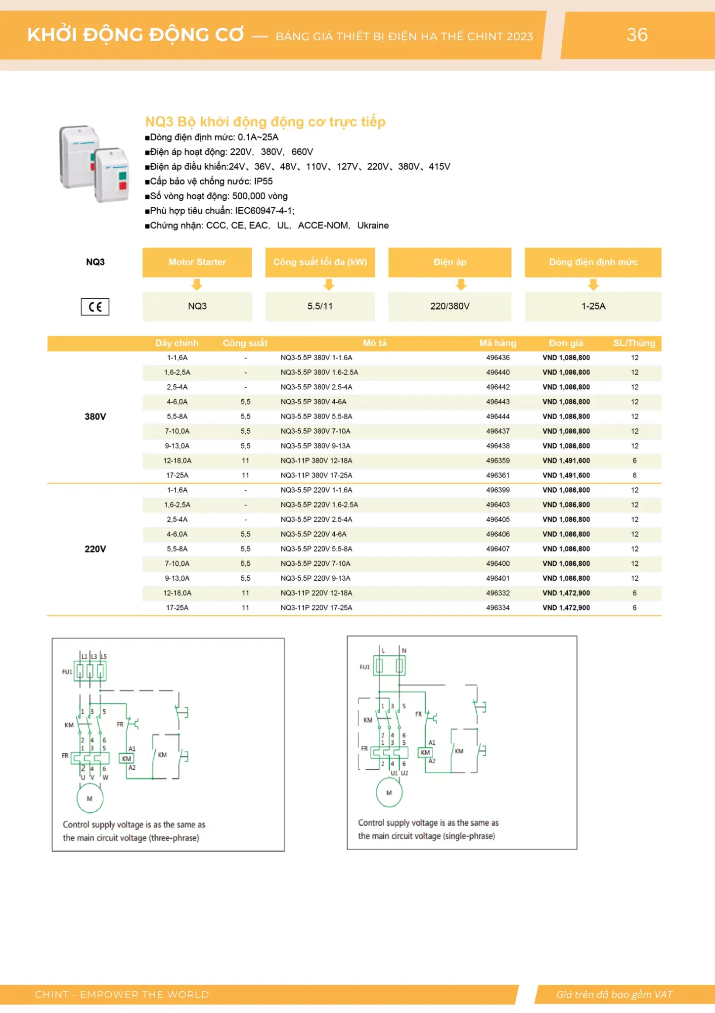 Bảng giá Thiết bị đóng cắt hạ thế CHINT (Catalogue 2023)