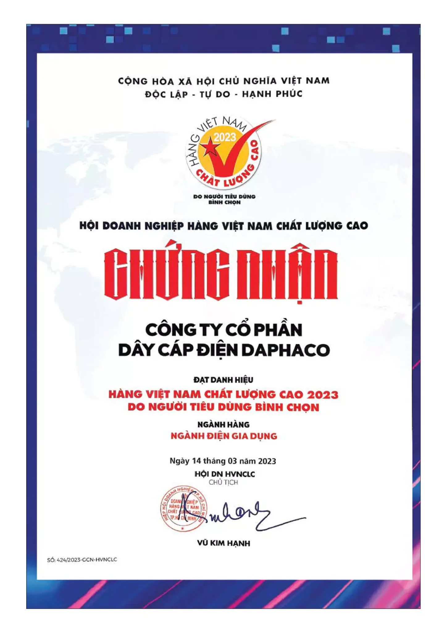 BẢNG GIÁ DÂY CÁP ĐIỆN DAPHACO ( Catalogue 2023 )