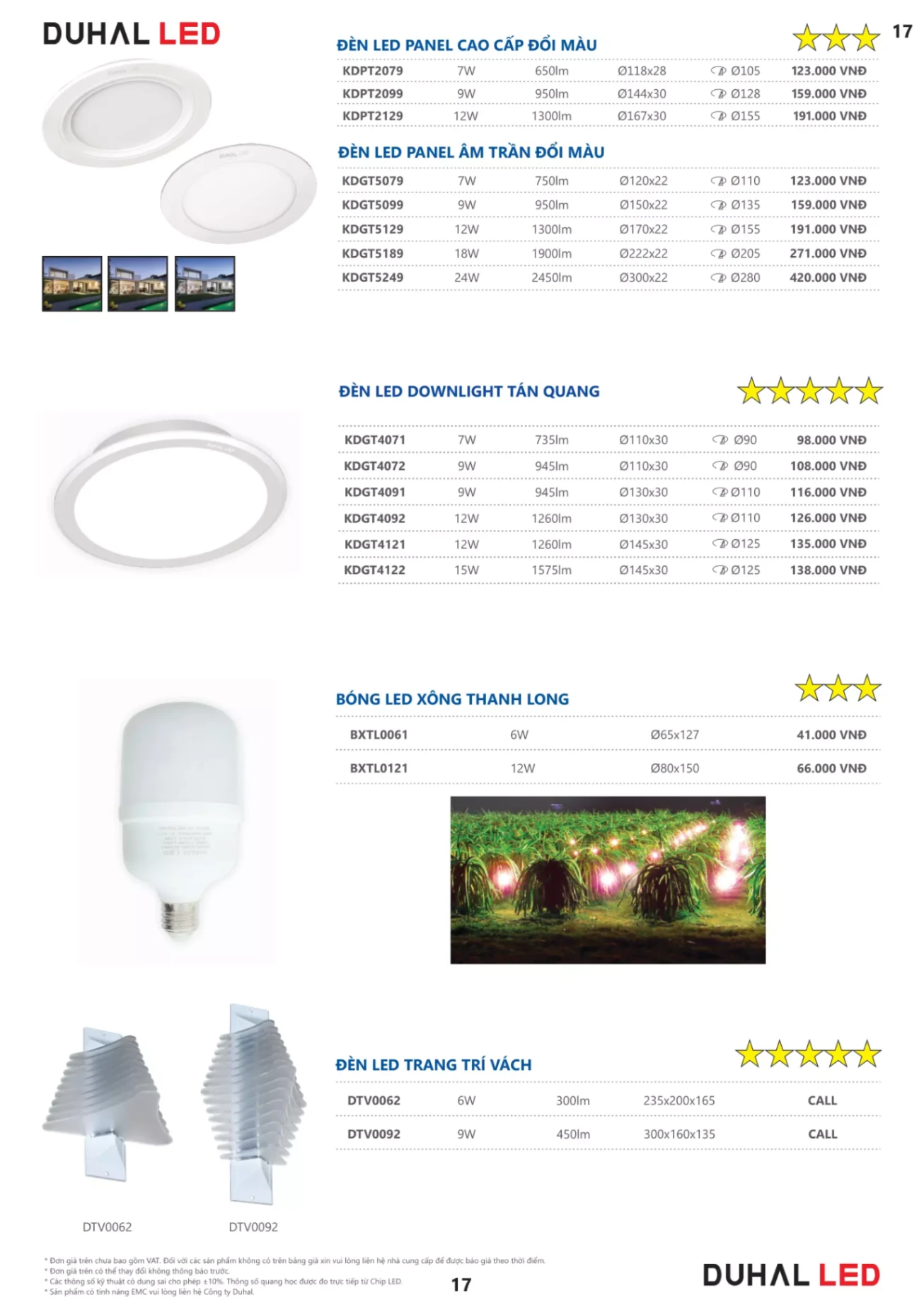 Bảng giá Đèn Led DUHAL (Catalogue 2023)