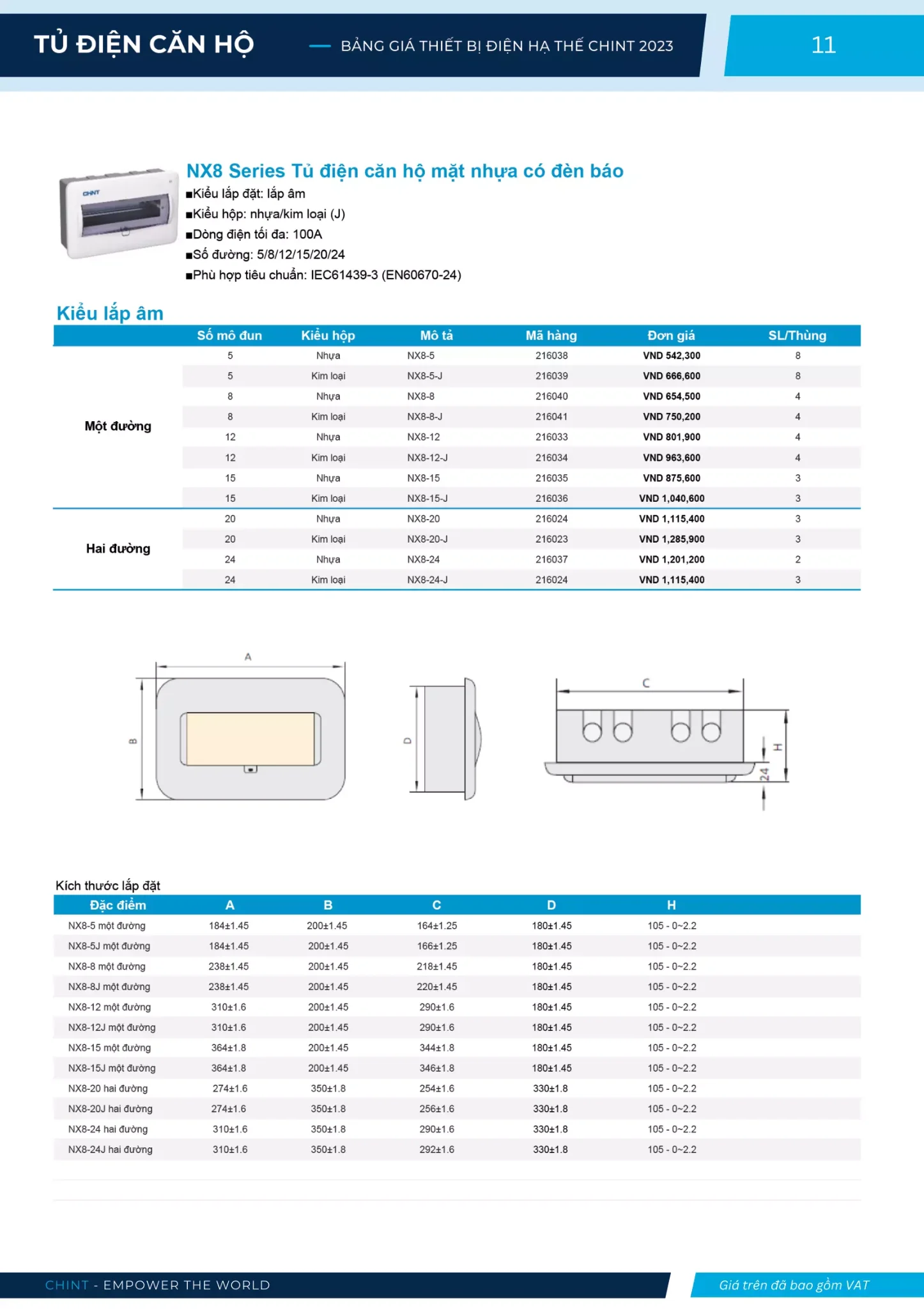 Bảng giá Thiết bị đóng cắt hạ thế CHINT (Catalogue 2023)