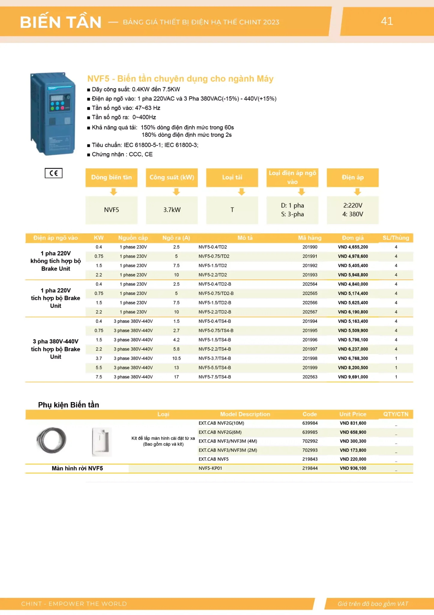 Bảng giá Thiết bị đóng cắt hạ thế CHINT (Catalogue 2023)