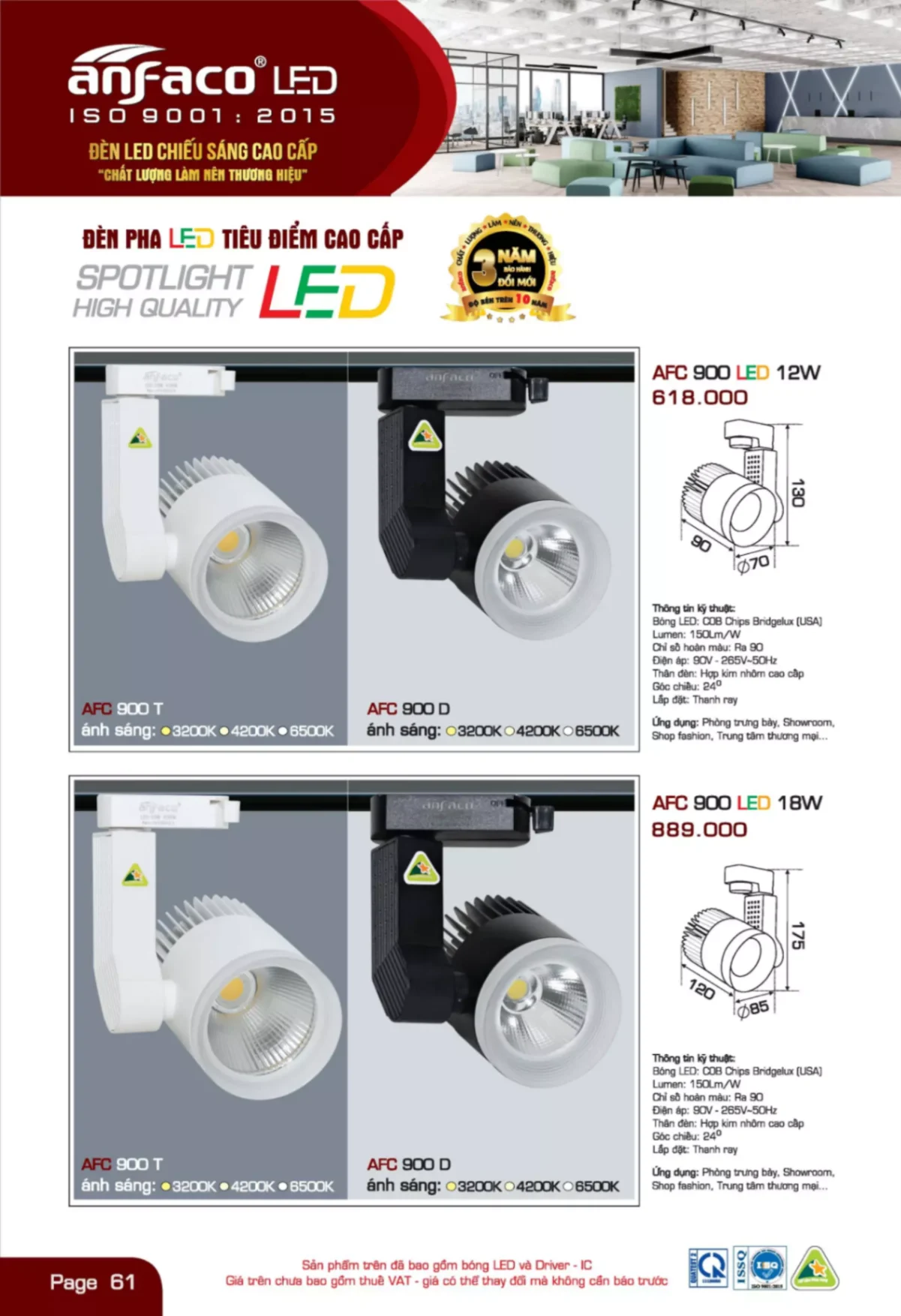 Bảng giá Đèn Led ANFACO (Catalogue 2023)