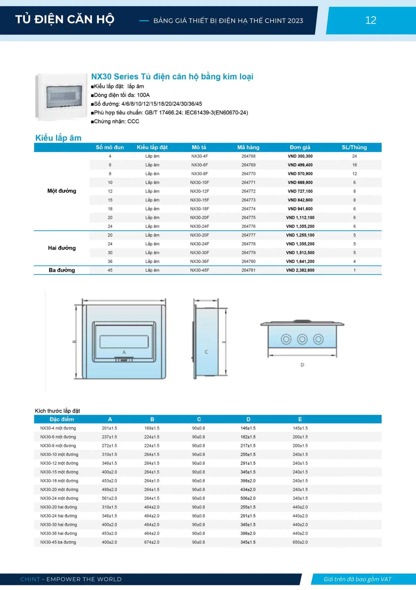 Bảng giá Thiết bị đóng cắt hạ thế CHINT (Catalogue 2023)