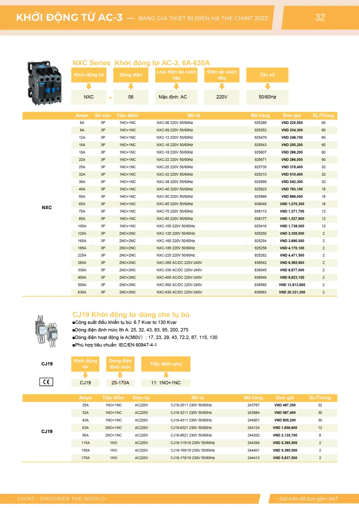 Bảng giá Thiết bị đóng cắt hạ thế CHINT (Catalogue 2023)